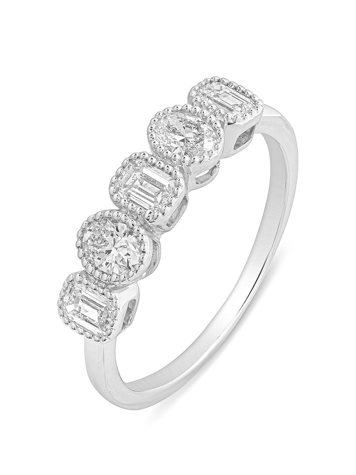 Love DIAMOND Gracie 9ct White Gold Lab Grown Oval  &  Emerald Cut 0.70ct G VS Diamond Ring
