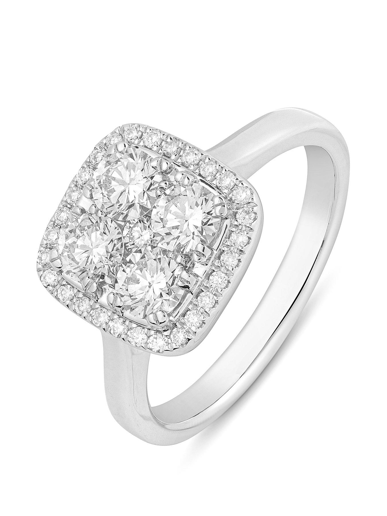 undefined 9ct White Gold Lab Grown Cushion 1.00ct G VS Diamond Ring