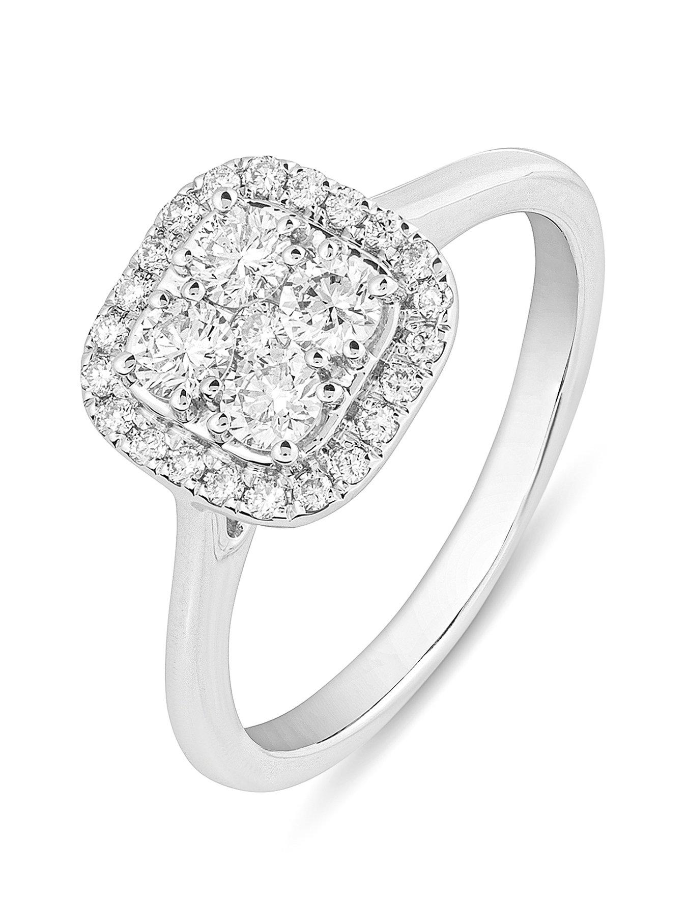 Love DIAMOND 9ct White Gold Lab Grown Cushion 0.50ct G VS Diamond Ring