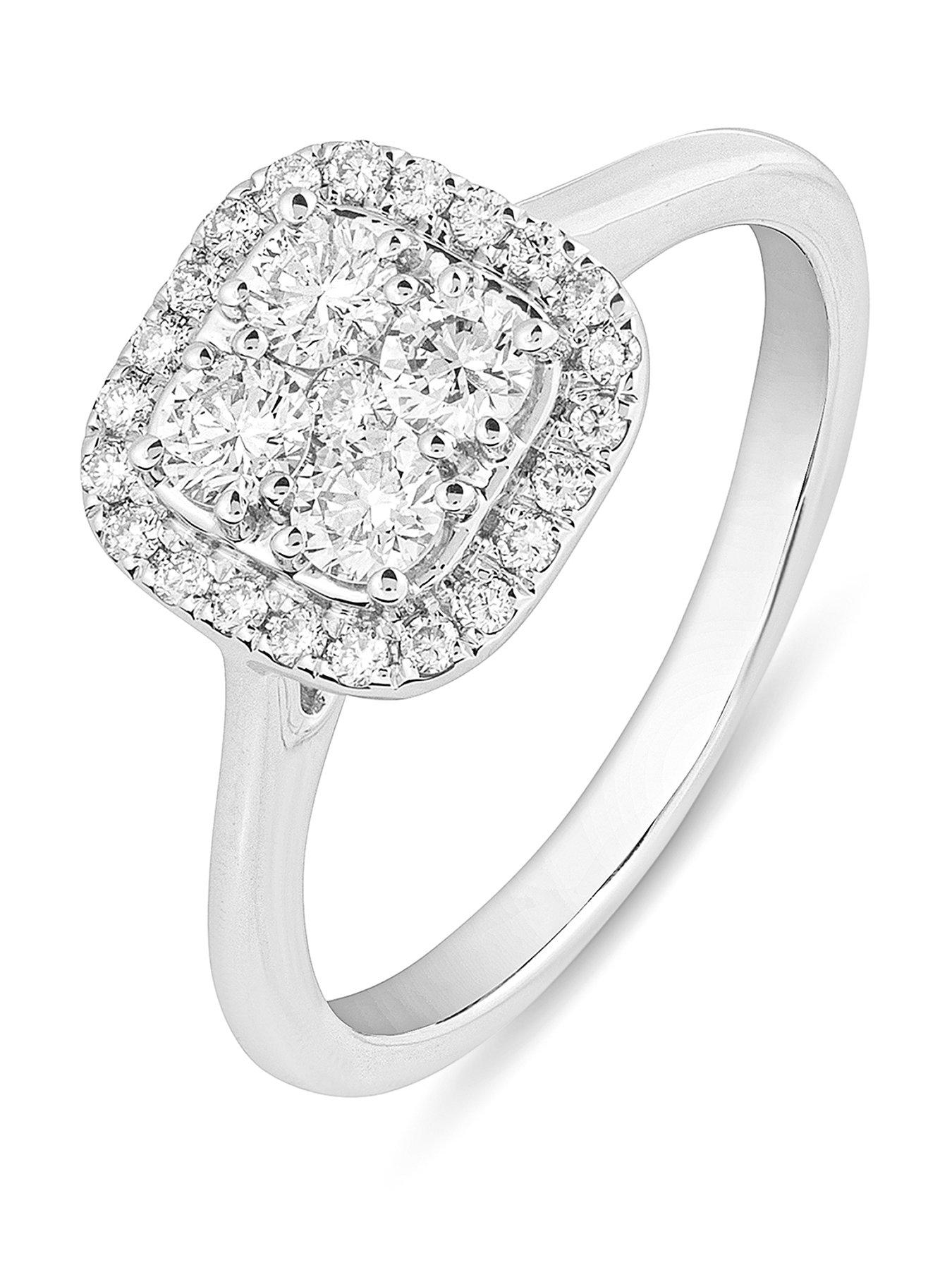 Image 1 of 6 of Love DIAMOND 9ct White Gold Lab Grown Cushion 0.50ct G VS Diamond Ring