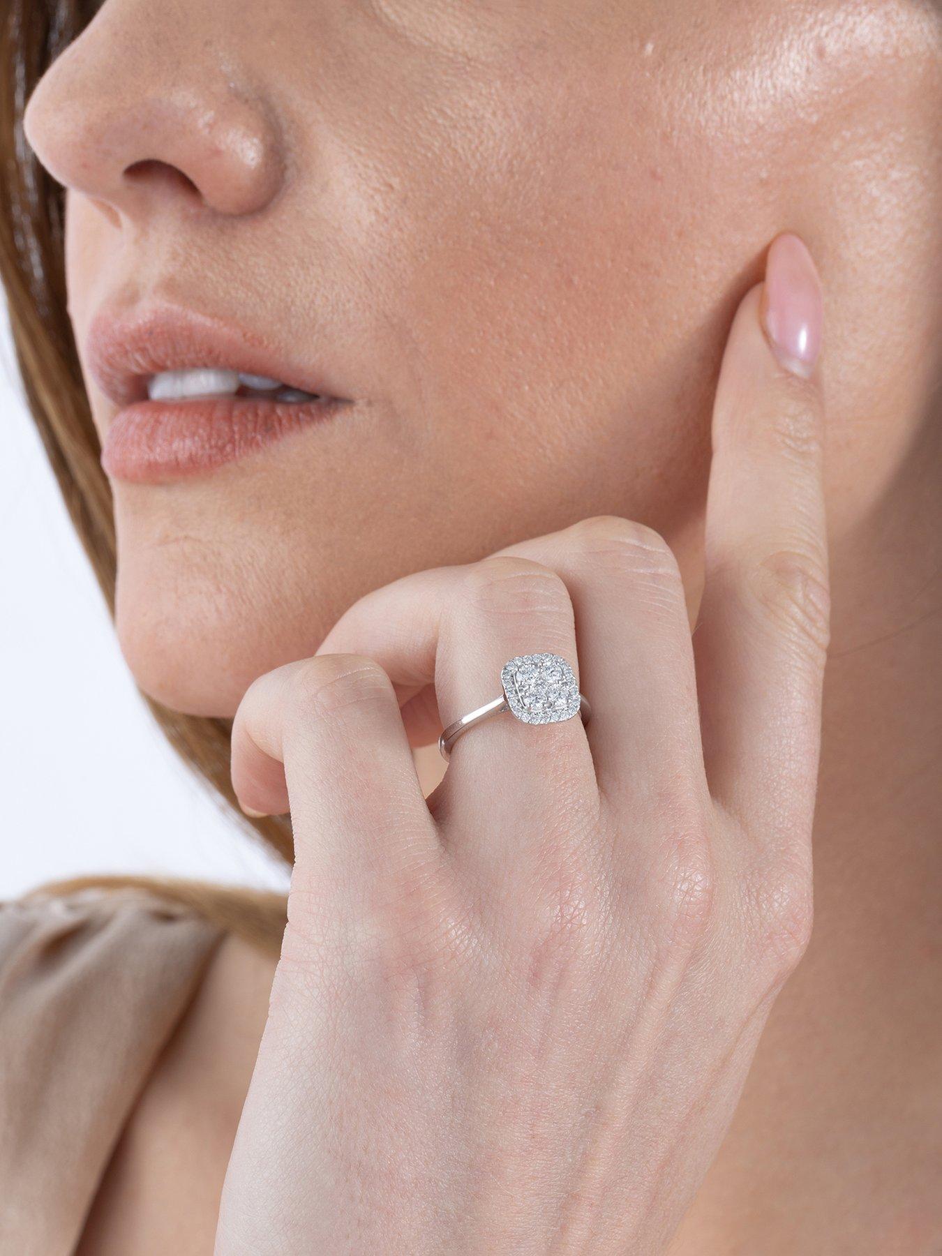Image 3 of 6 of Love DIAMOND 9ct White Gold Lab Grown Cushion 0.50ct G VS Diamond Ring