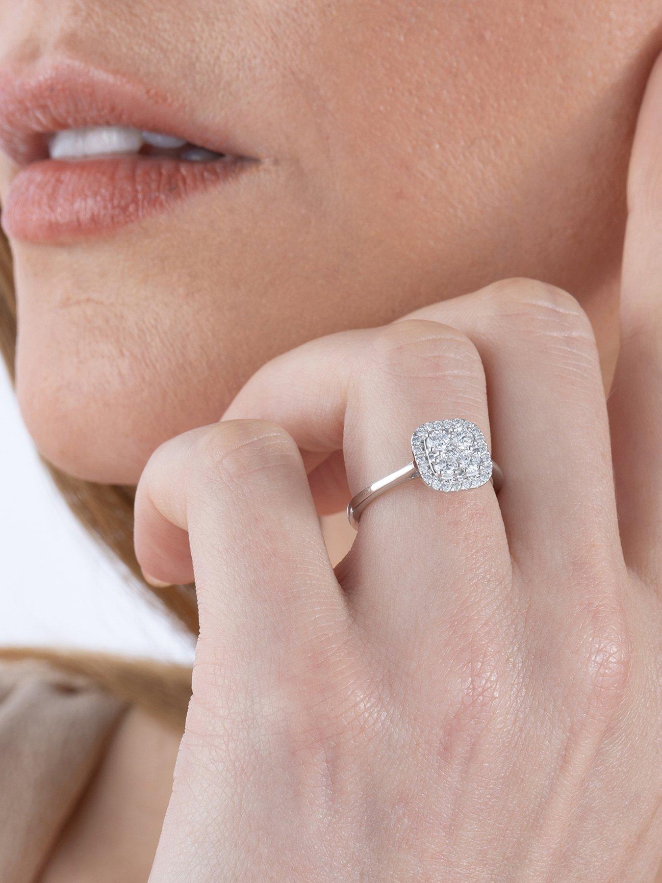 Image 4 of 6 of Love DIAMOND 9ct White Gold Lab Grown Cushion 0.50ct G VS Diamond Ring