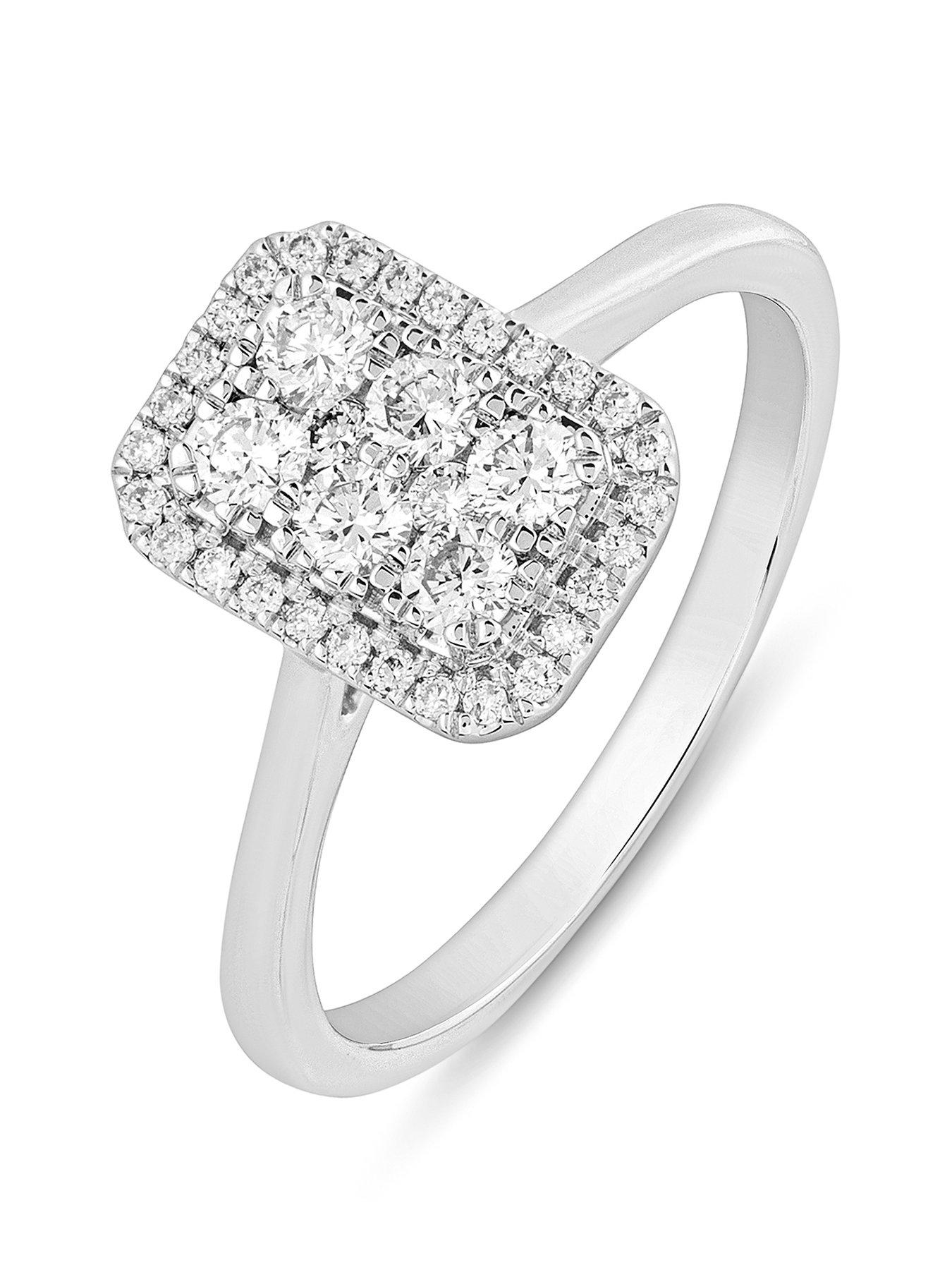 Love DIAMOND Eliza 9ct White Gold Lab Grown Emerald Cut 0.50ct G VS Diamond Ring