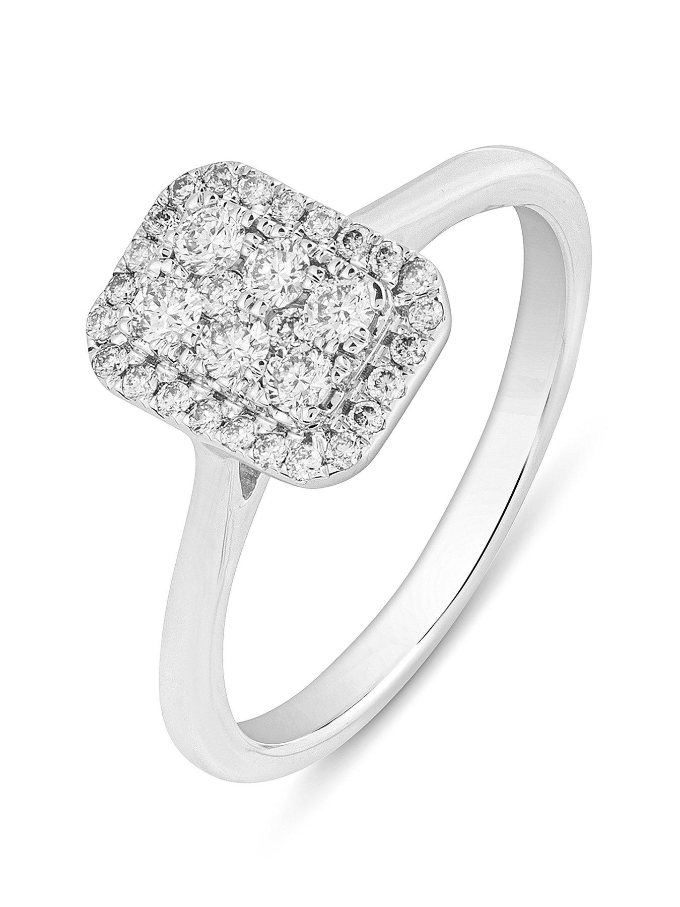 Love DIAMOND Eliza 9ct White Gold Lab Grown Emerald Cut 0.33ct G VS Diamond Ring