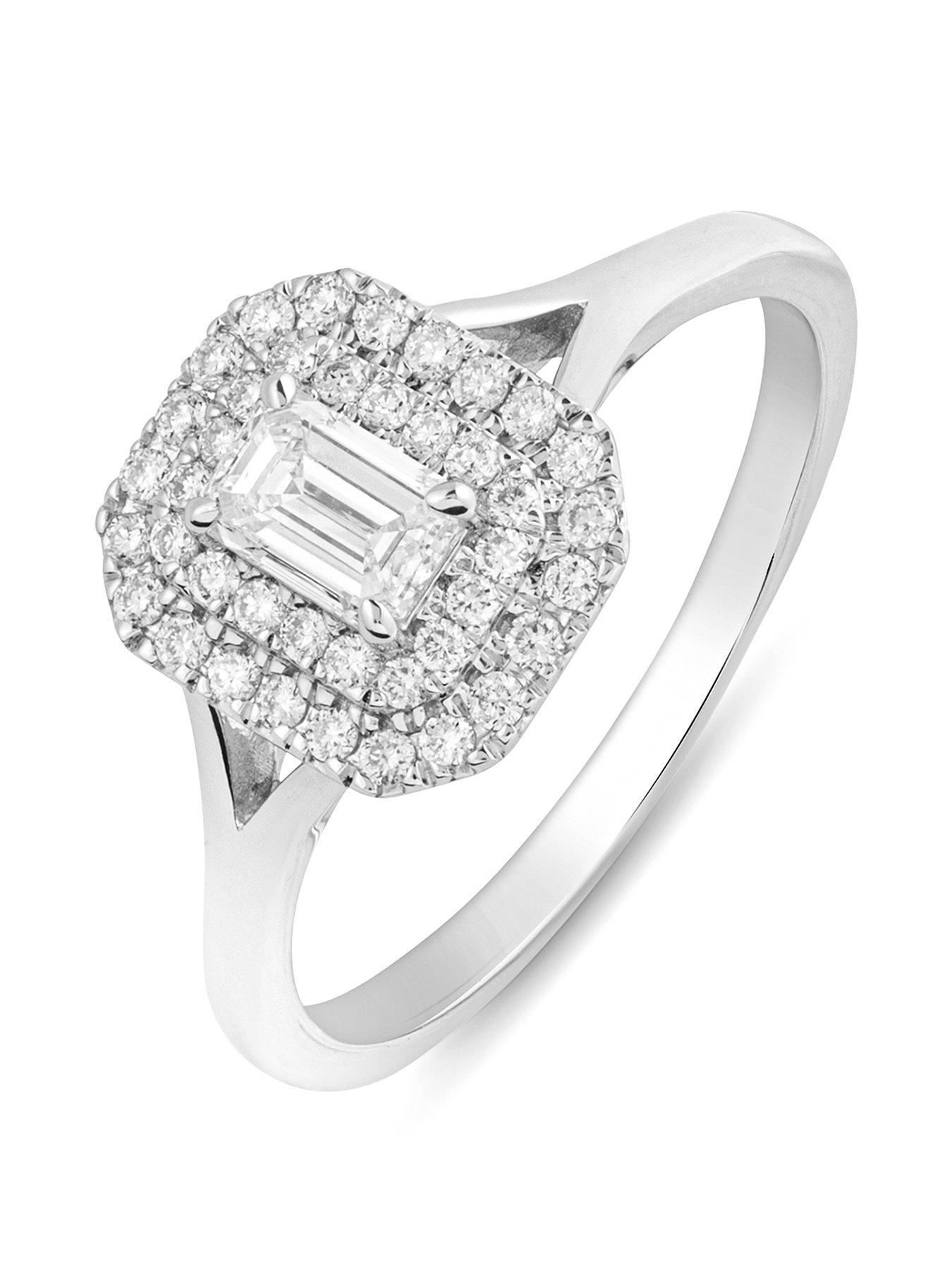 undefined Blake 9ct White Gold Lab Grown Emerald Cut 0.55ct G VS Diamond Ring