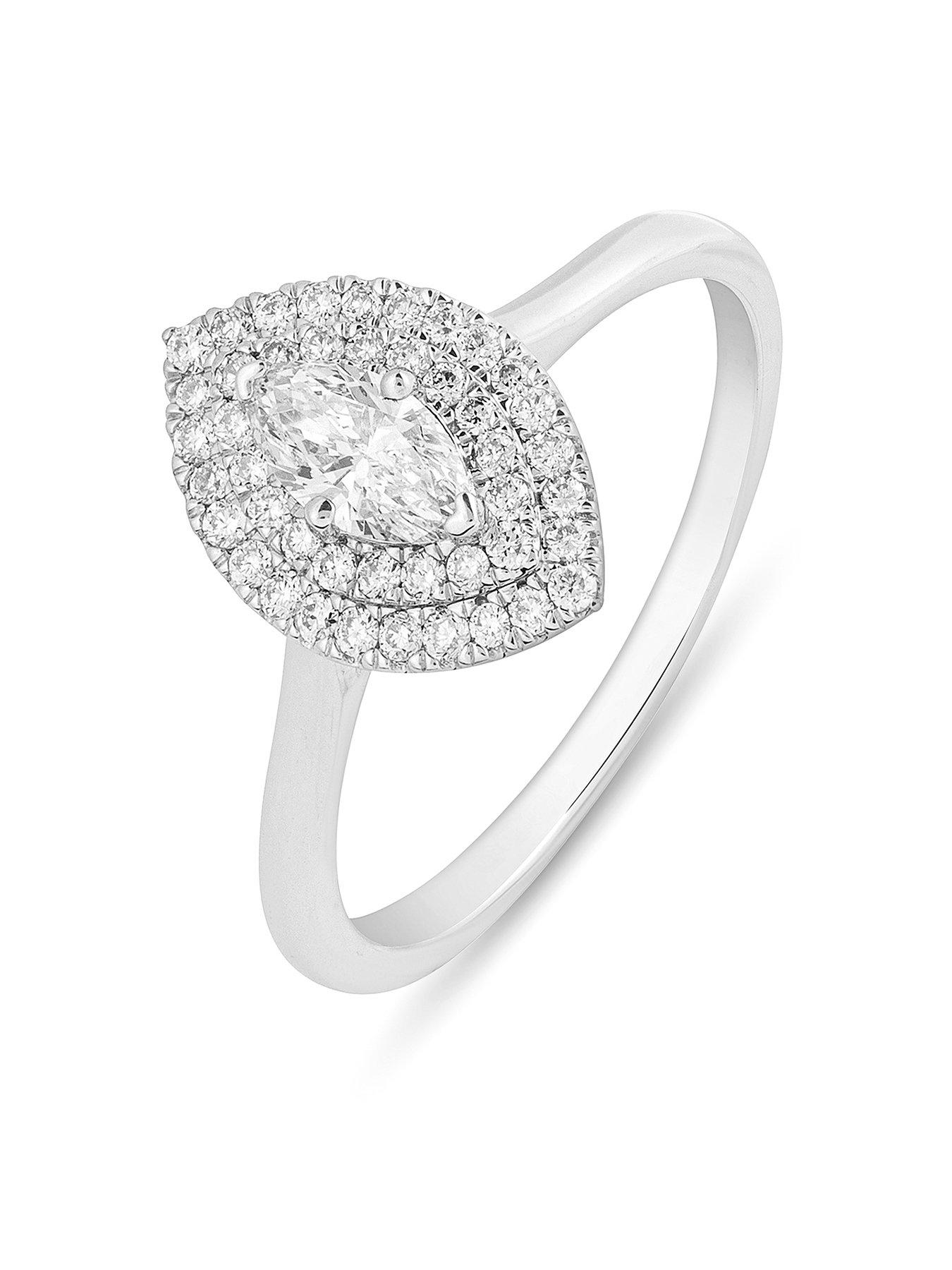 undefined Cece 9ct White Gold Lab Grown Marquise 0.55ct G VS Diamond Ring