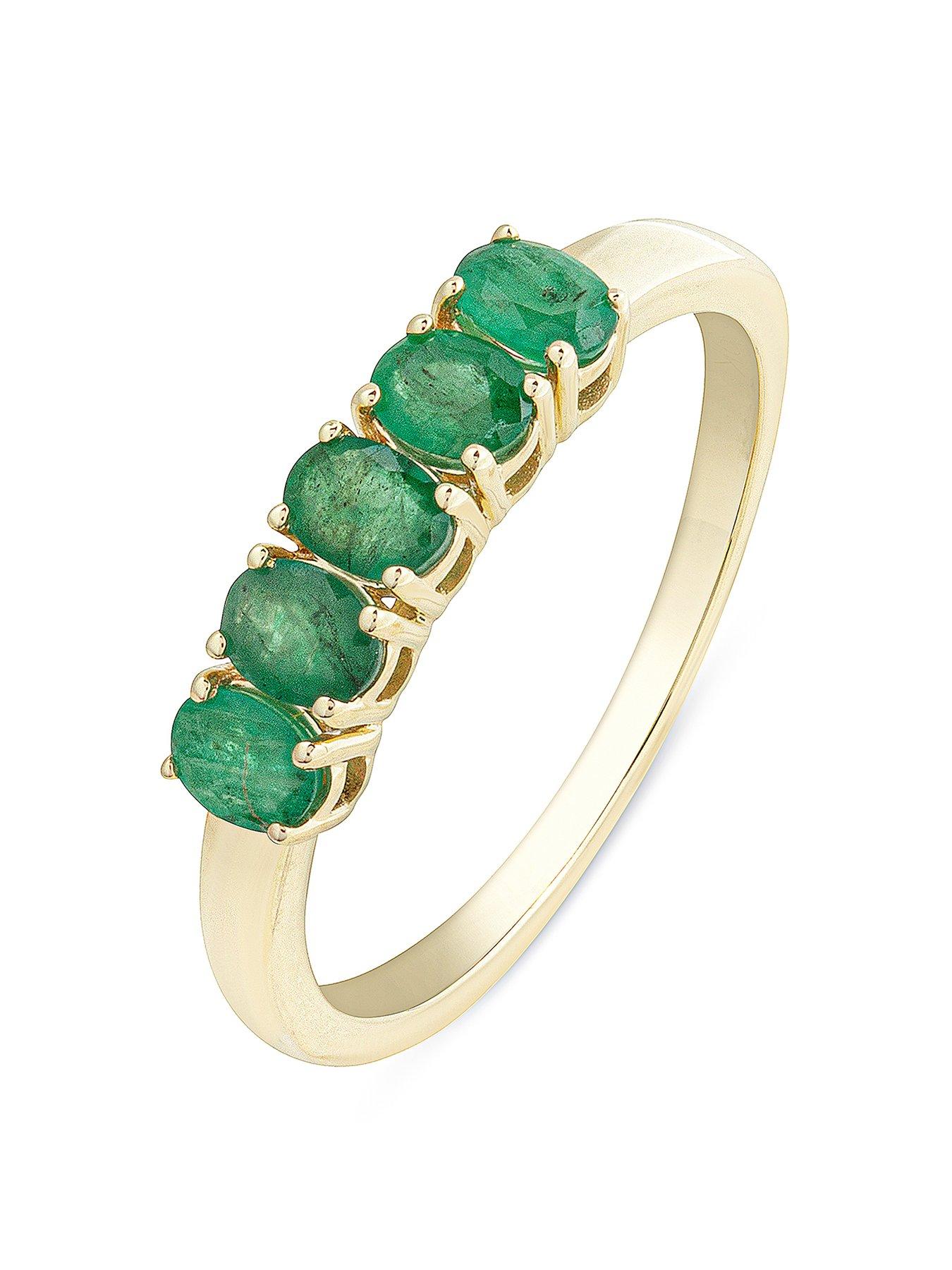 the-love-collection-nancy-9ct-gold-5-stone-natural-oval-emerald-eternity-ring
