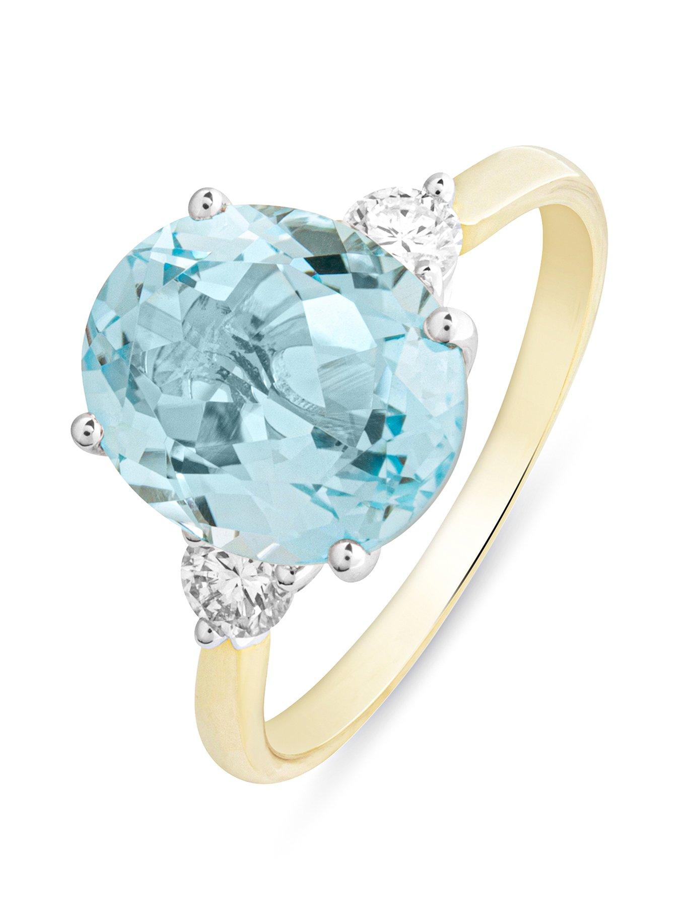 Love GEM Lottie 9ct Gold Natural Blue Topaz 12x10mm Oval cut 0.35ct Lab