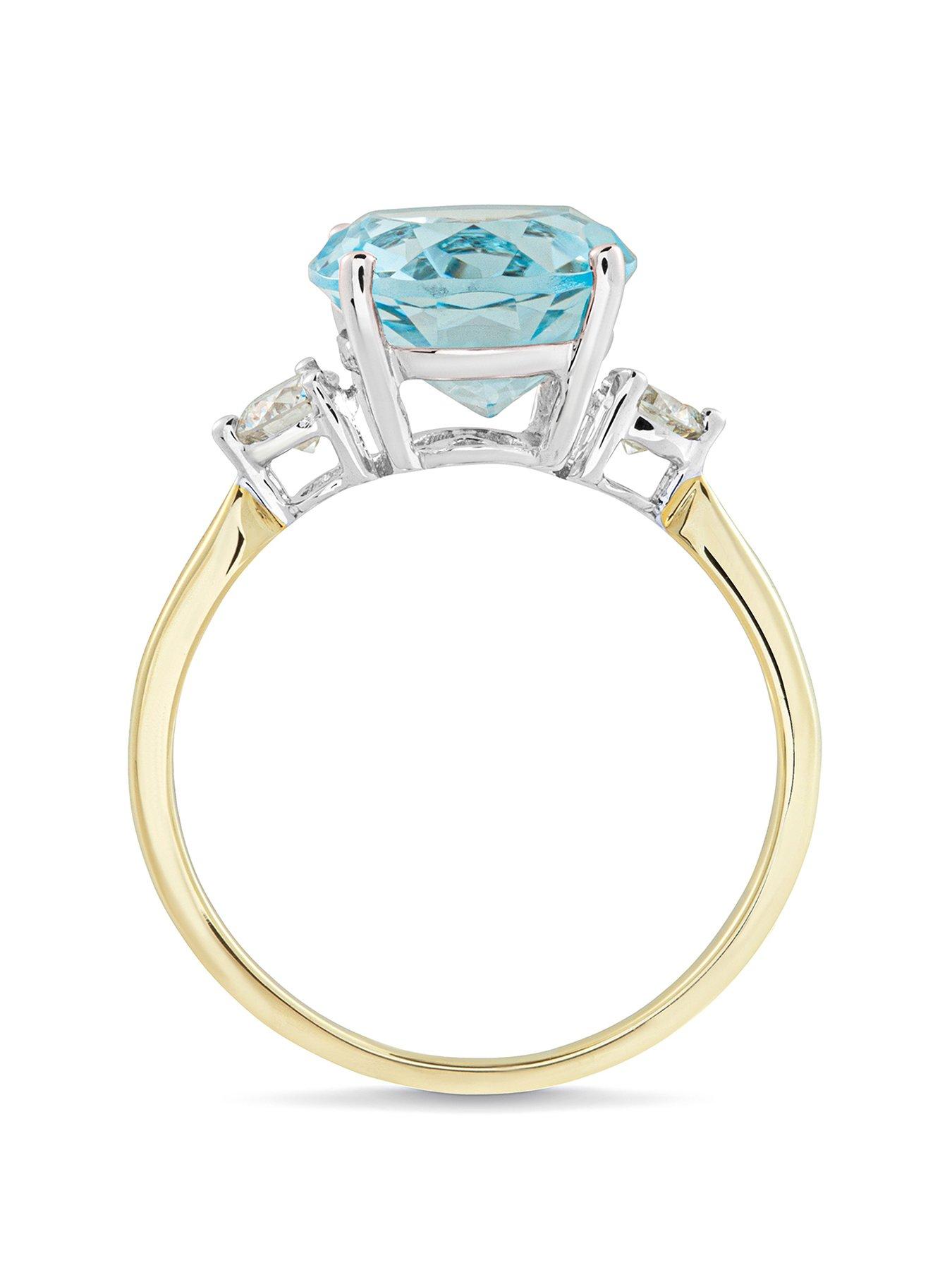 Love GEM Lottie 9ct Gold Natural Blue Topaz 12x10mm Oval cut 0.35ct Lab
