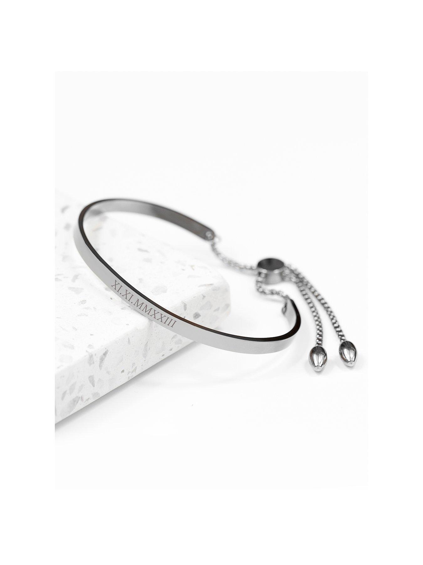 undefined Personalised Silver Affirmation Bangle Bracelet