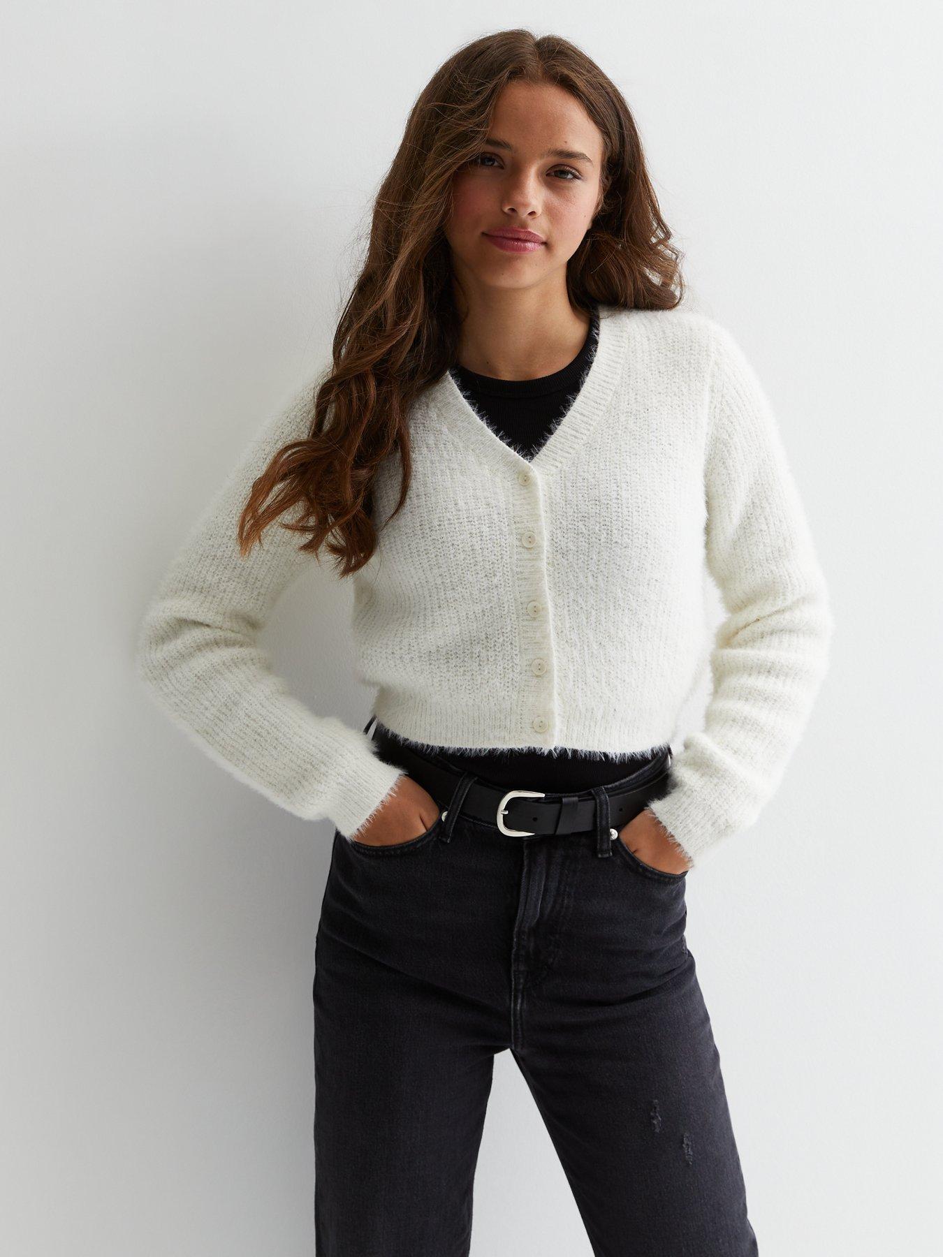 New Look 915 Girls Cream Fluffy Cardigan