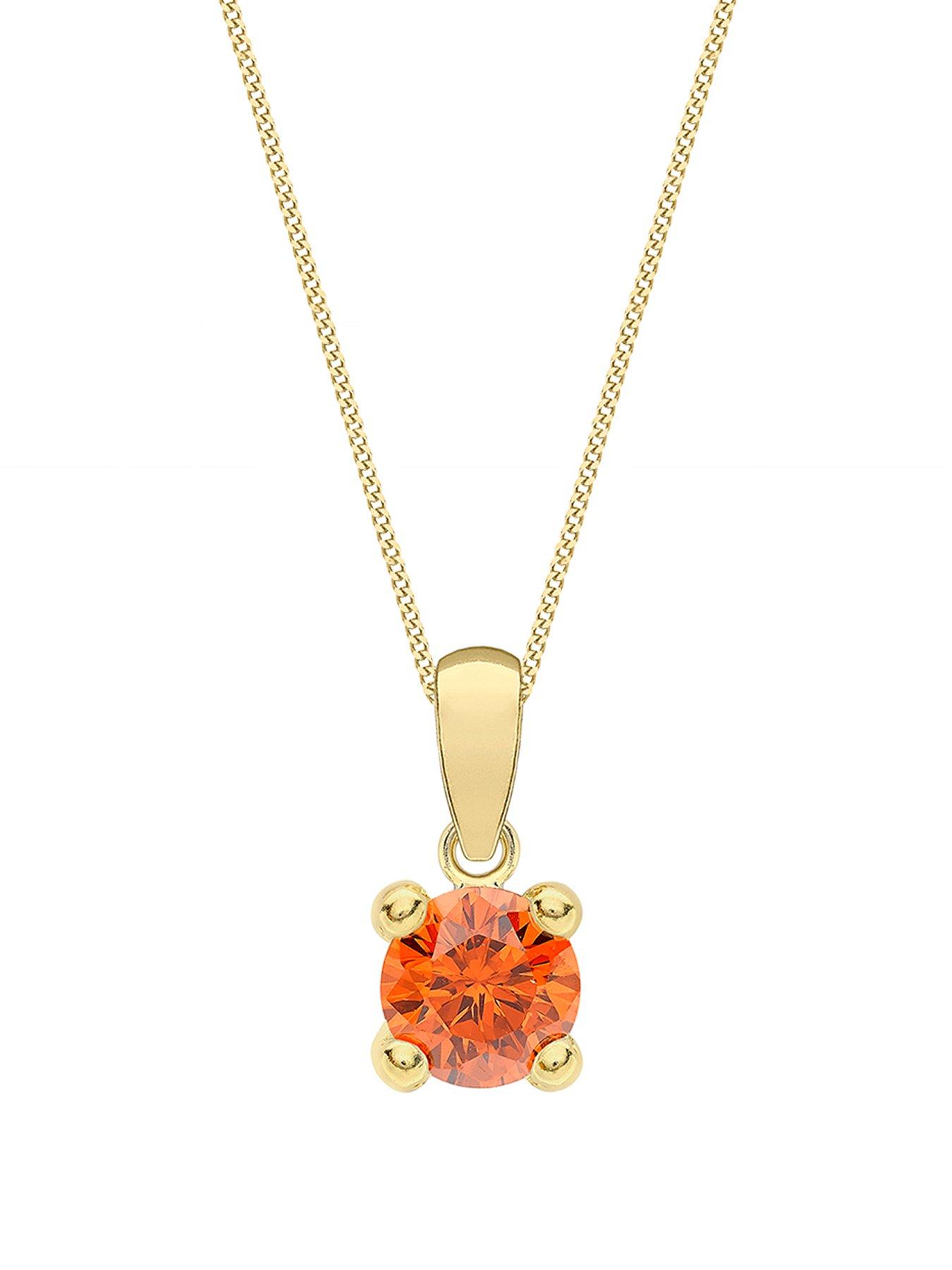 undefined 9ct Yellow Gold Birthstone Pendant & Curb Chain