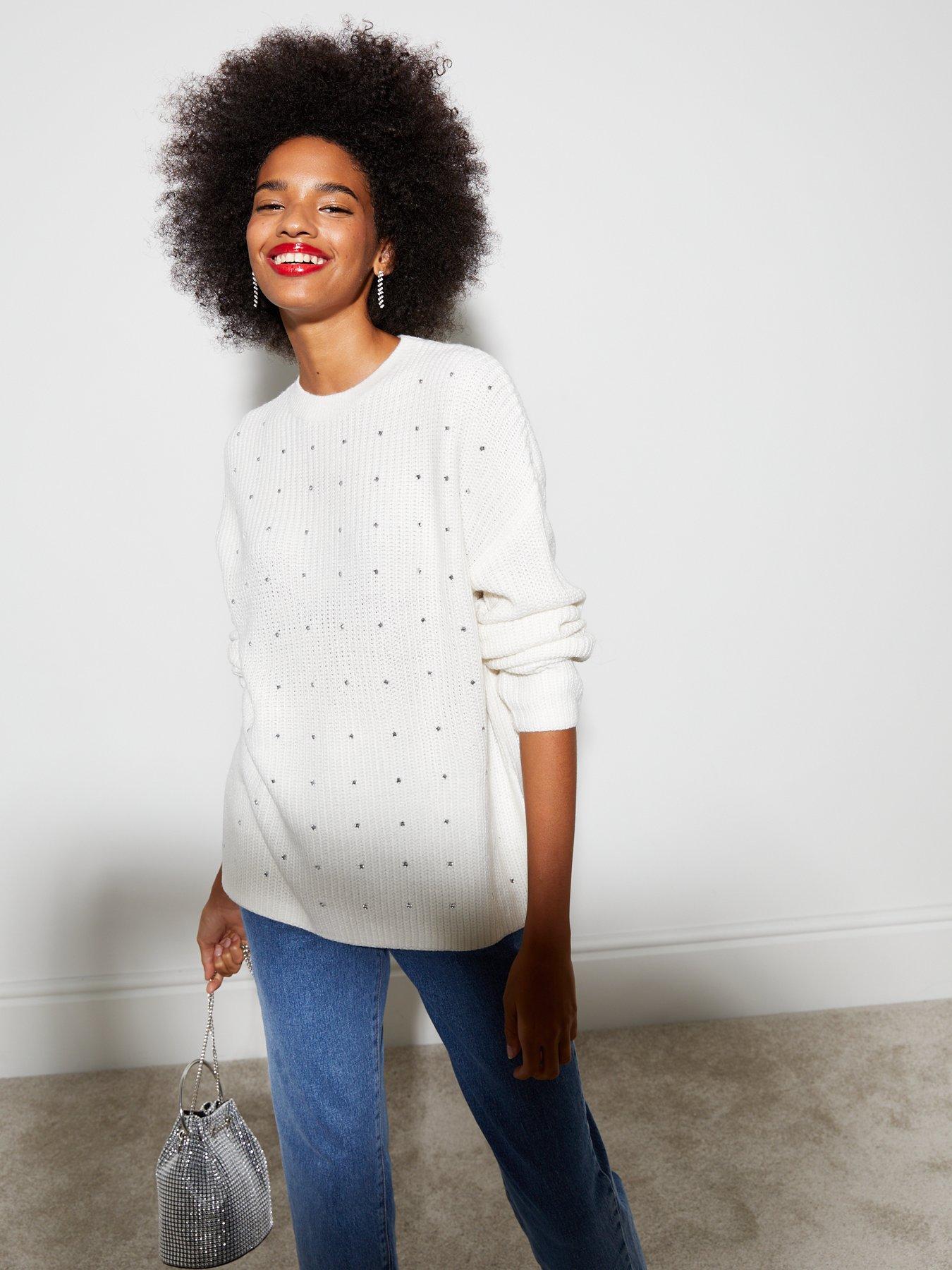 White shop embellished jumper