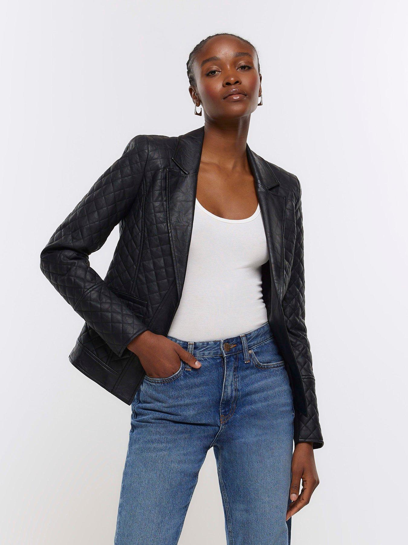 River Island Quilted Blazer Black littlewoods