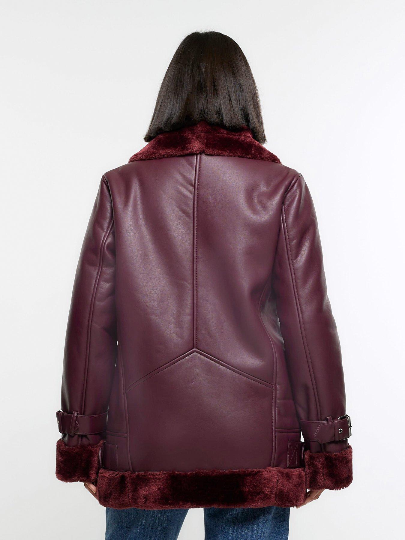 River Island Aviator Jacket Dark Red littlewoods