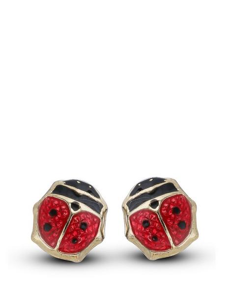 love-gold-9ct-gold-ladybug-stud-earrings