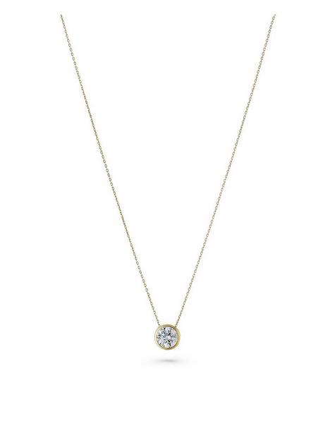beaverbrooks-9ct-yellow-gold-cubic-zirconia-necklace