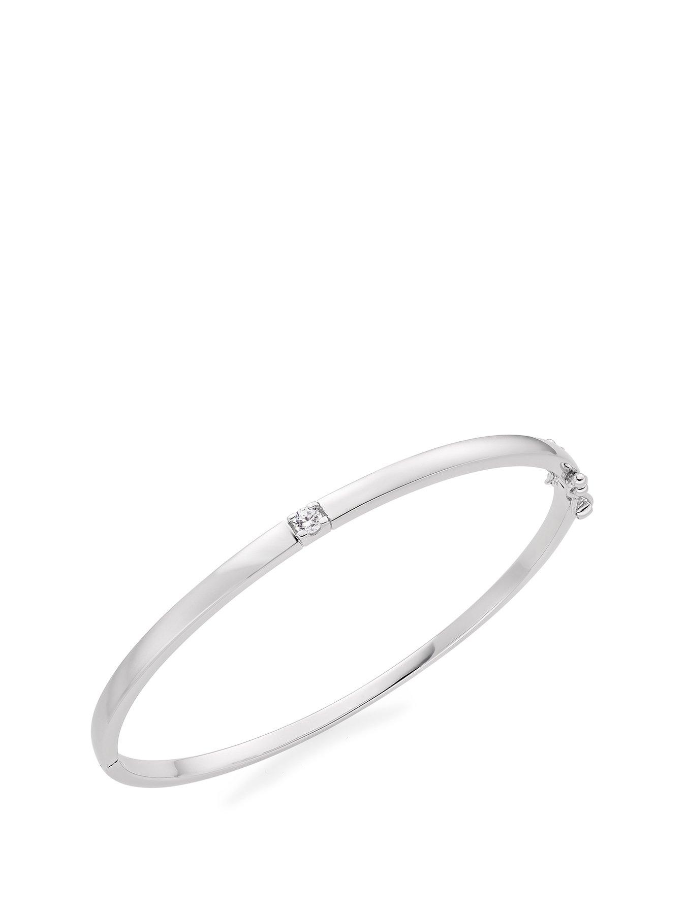 Beaverbrooks Silver Cubic Zirconia Triple Row Bangle littlewoods