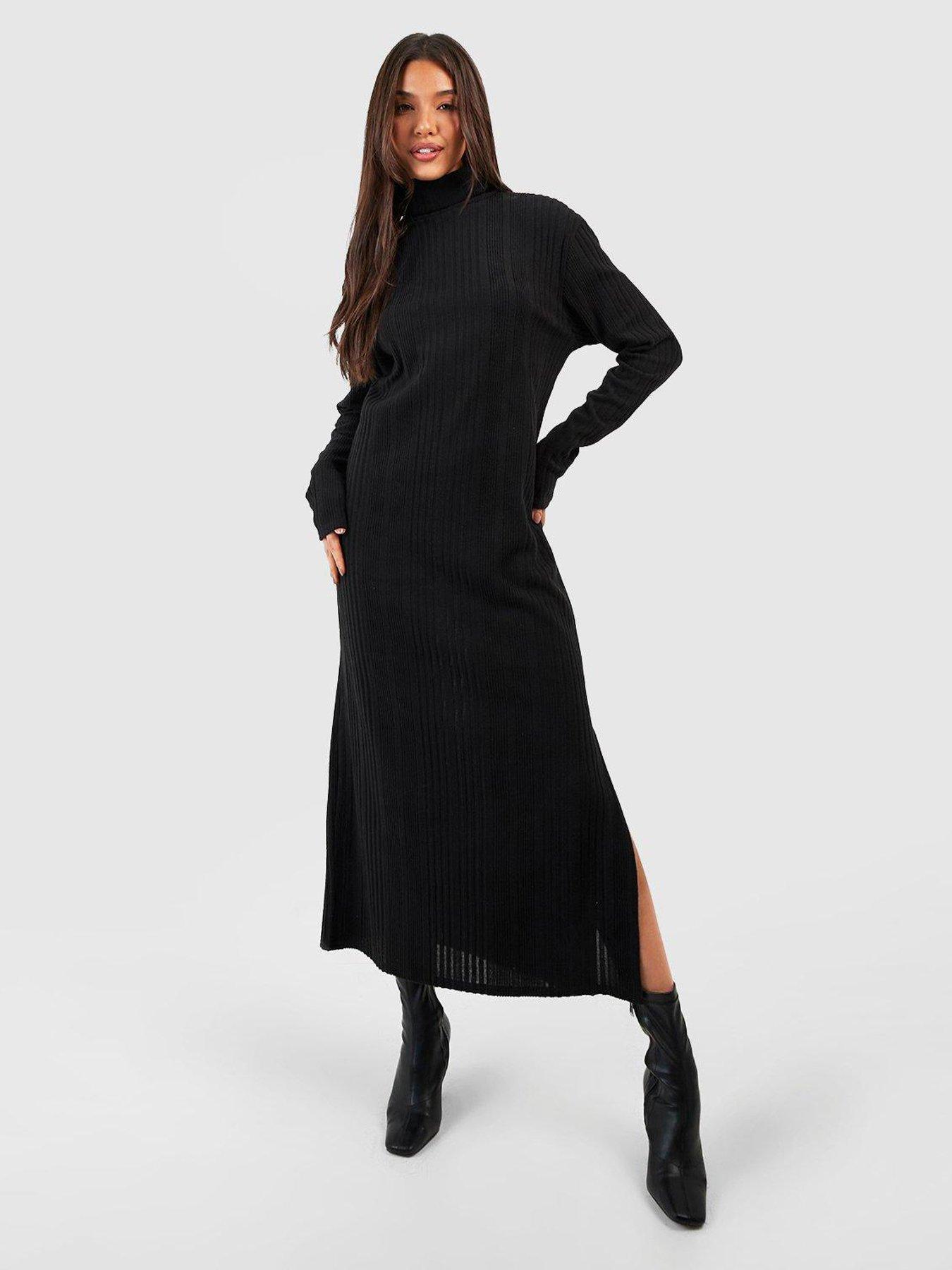 In The Style Perrie Sian Button Up Knit Midi Dress - Black