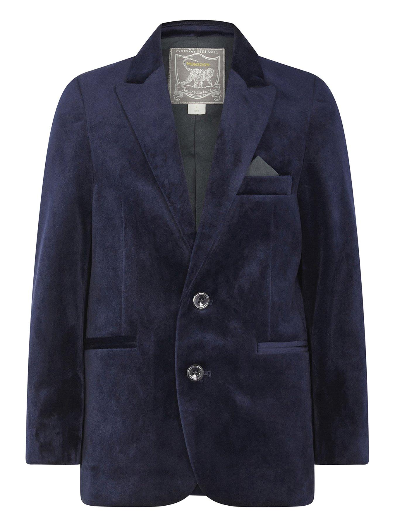 Boys Velvet Blazer Navy