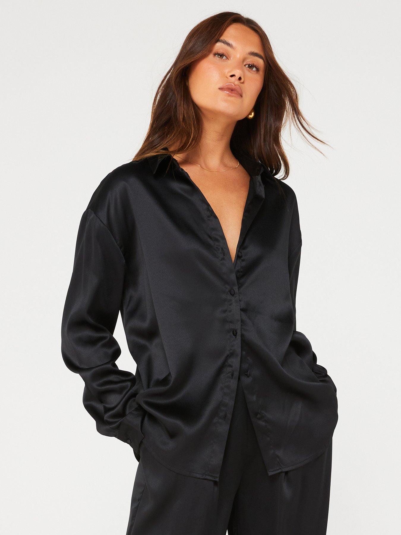 V by Very Longline Boyfriend Check Shirt - Black Check