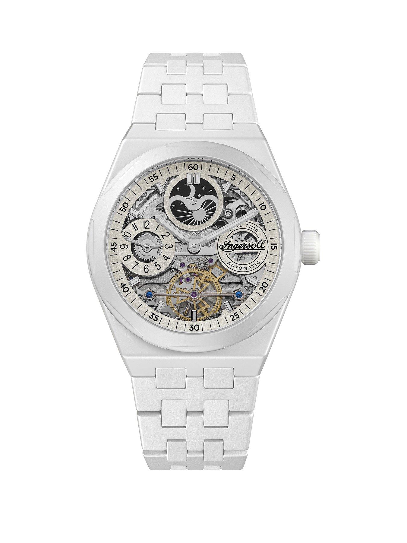 Ingersoll 1892 The Broadway Automatic Mens Watch with White Dial and White Ceramic Bracelet - I15103