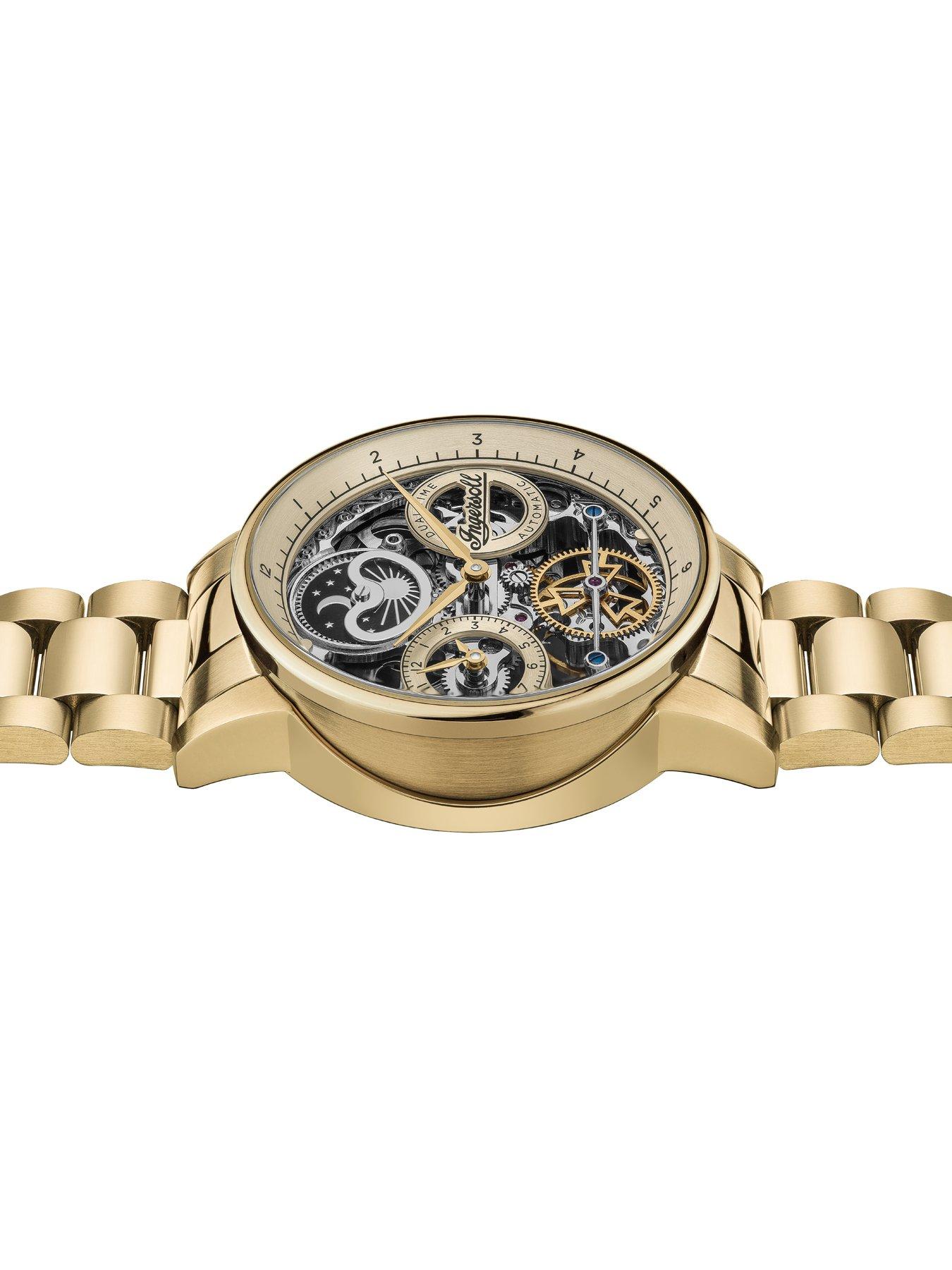 Image 4 of 6 of Ingersoll 1892 The Jazz Automatic Mens Watch with Gold Dial and Gold Stainless Steel Bracelet- I07711