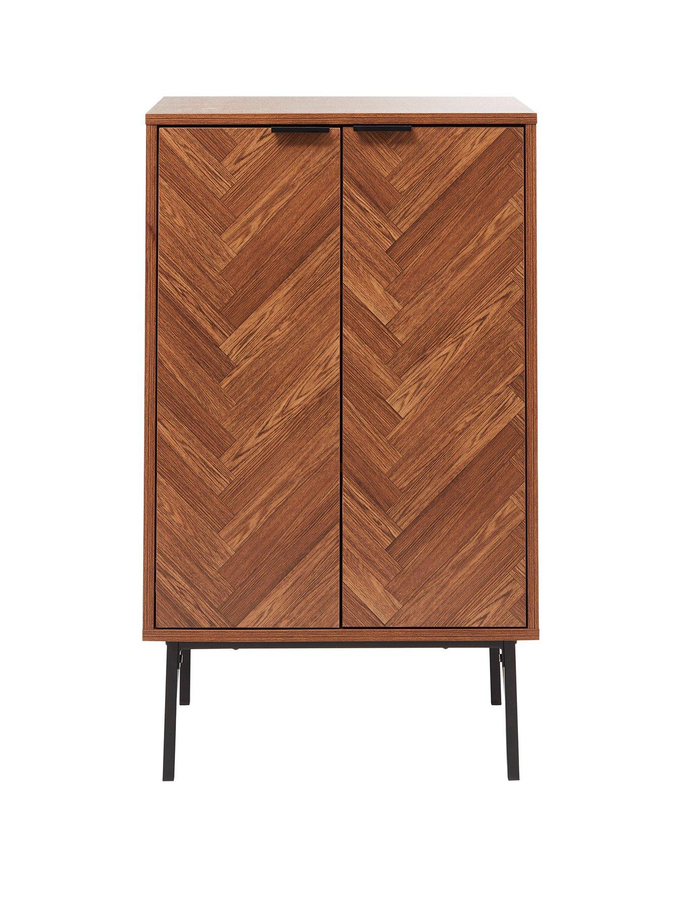 Lloyd Pascal Jude Dark Chevron 2 Door Storage Walnut