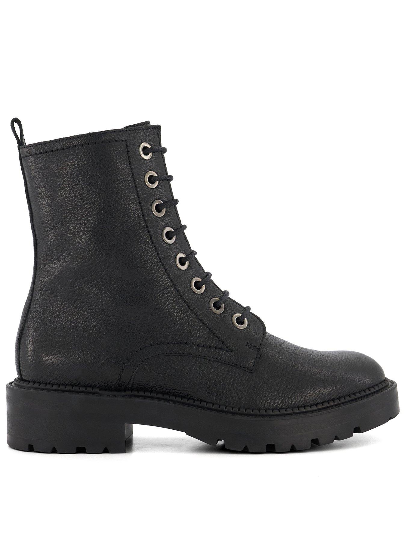 Dune London Press Leather Cleated Hiker Boot - Black | littlewoods.com