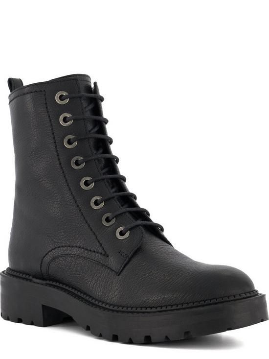 Dune London Press Leather Cleated Hiker Boot - Black | littlewoods.com