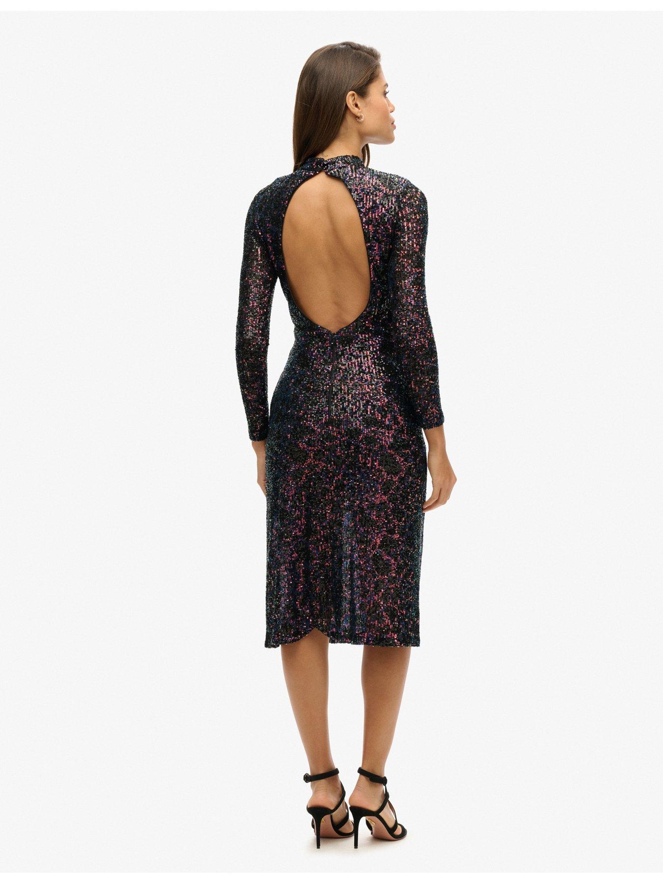 lulus party icon black sequin off-the-shoulder long sleeve maxi dress Sequin Off Shoulder Long Sleeve Gown by Ladivine CH135 – ABC Fashion main image 1