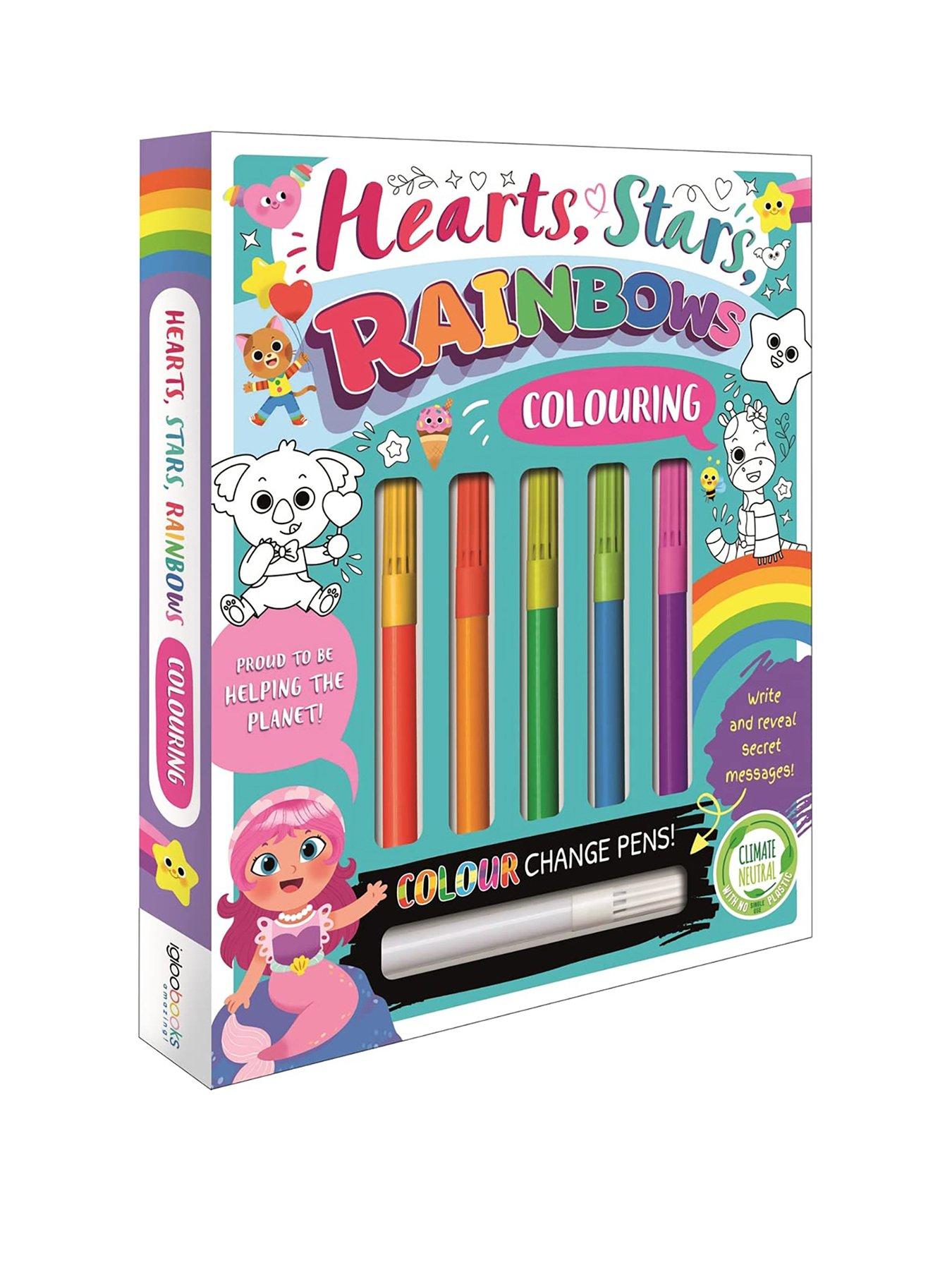 Hearts, Stars, Rainbows Colouring  Book & Pen Set