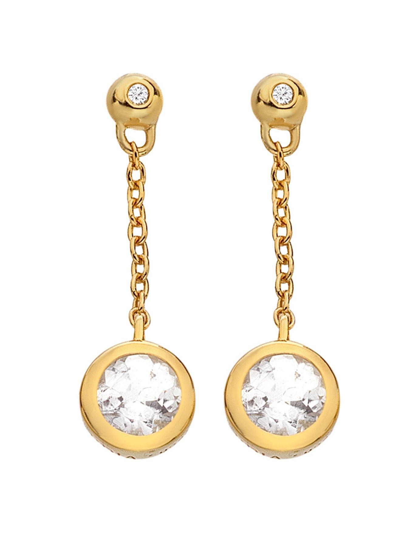  image of hot-diamonds-hdxgem-droplet-chain-earrings-white-topaz