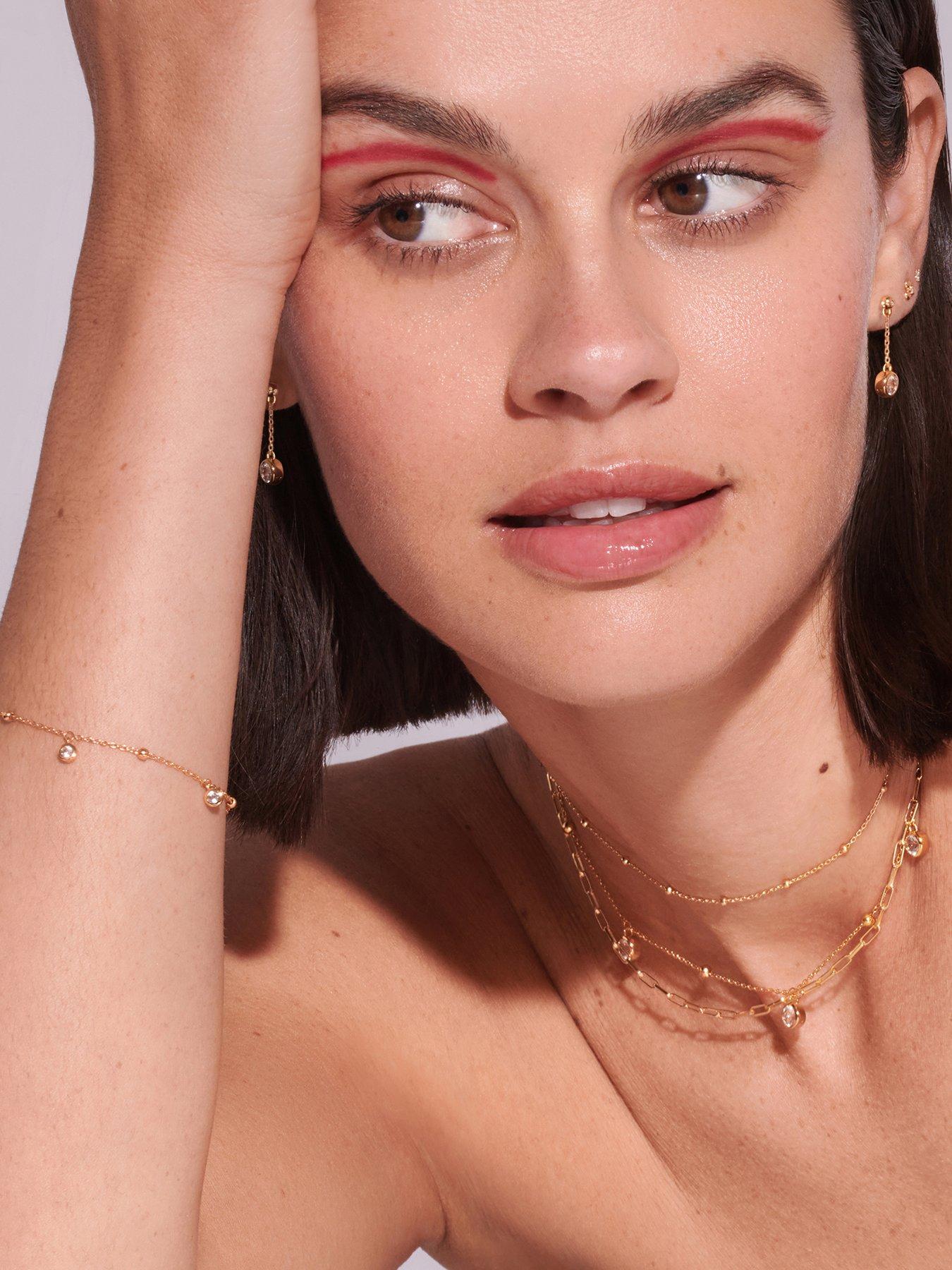  image of hot-diamonds-hdxgem-droplet-chain-earrings-white-topaz