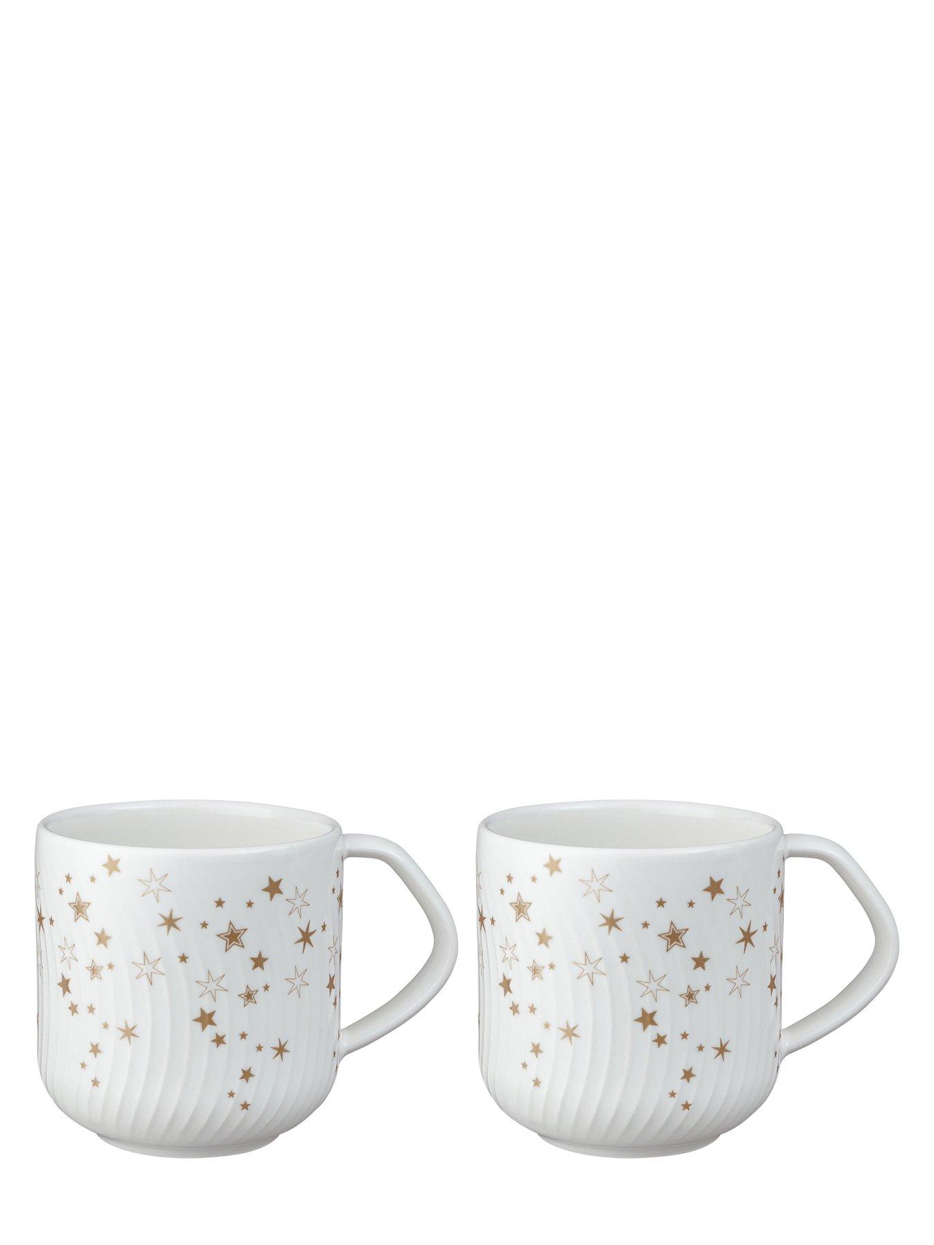  image of denby-porcelain-stars-mugs-in-white-ndash-set-of-2