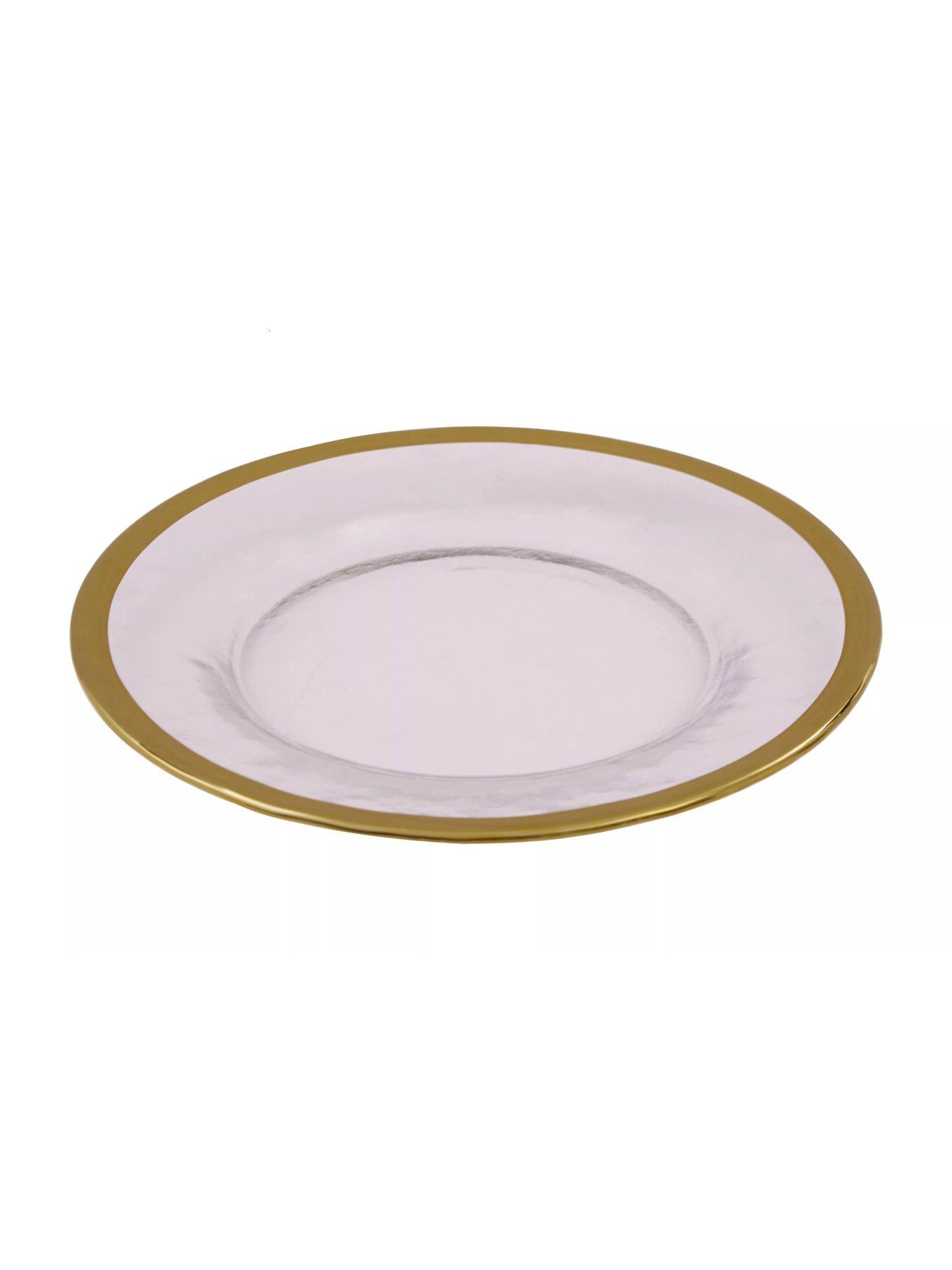  image of premier-housewares-ida-set-of-four-21-cm-glass-side-plates-with-gold-rim