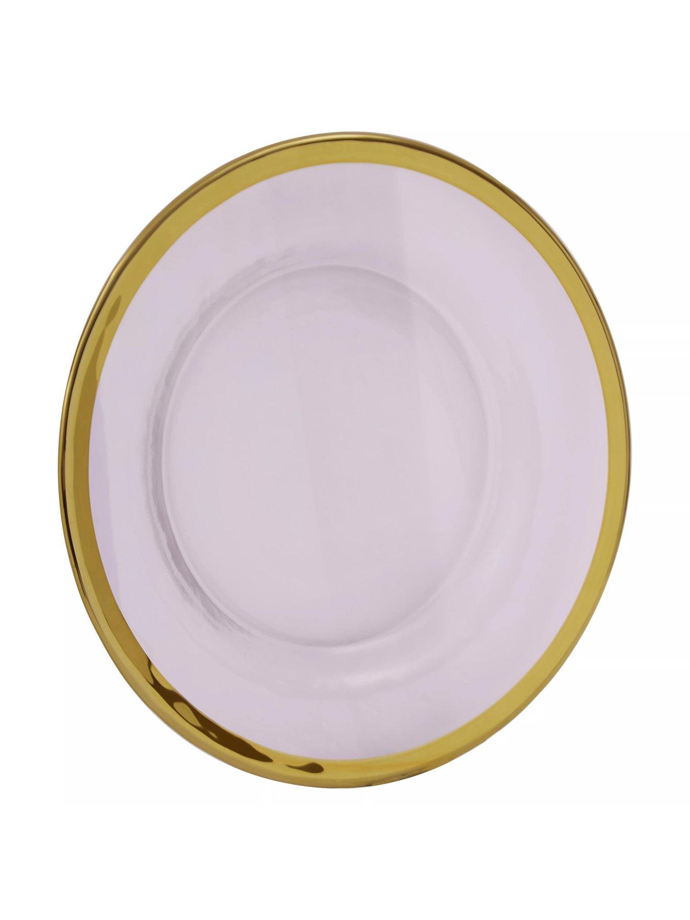  image of premier-housewares-ida-set-of-four-21-cm-glass-side-plates-with-gold-rim