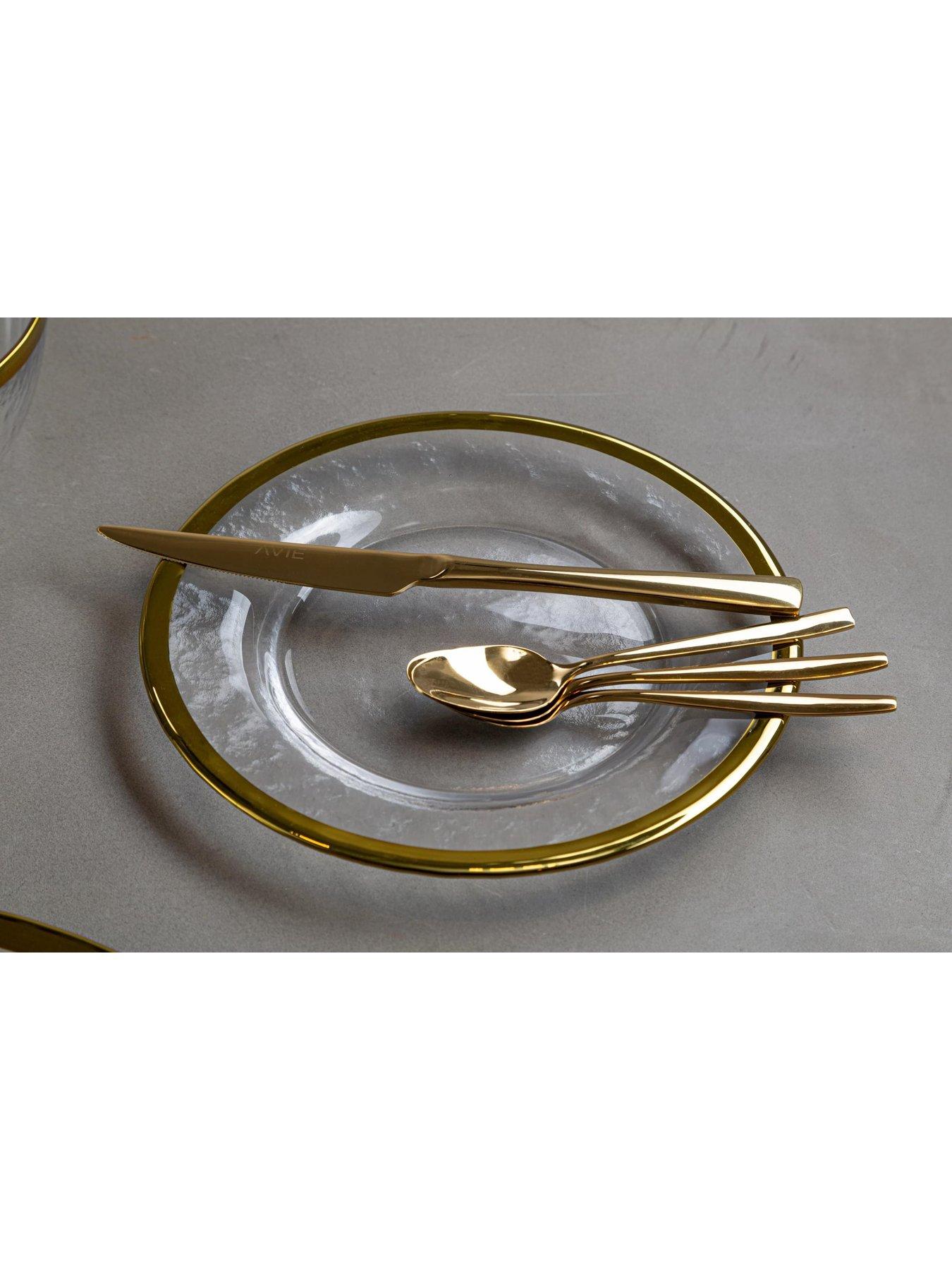  image of premier-housewares-ida-set-of-four-21-cm-glass-side-plates-with-gold-rim