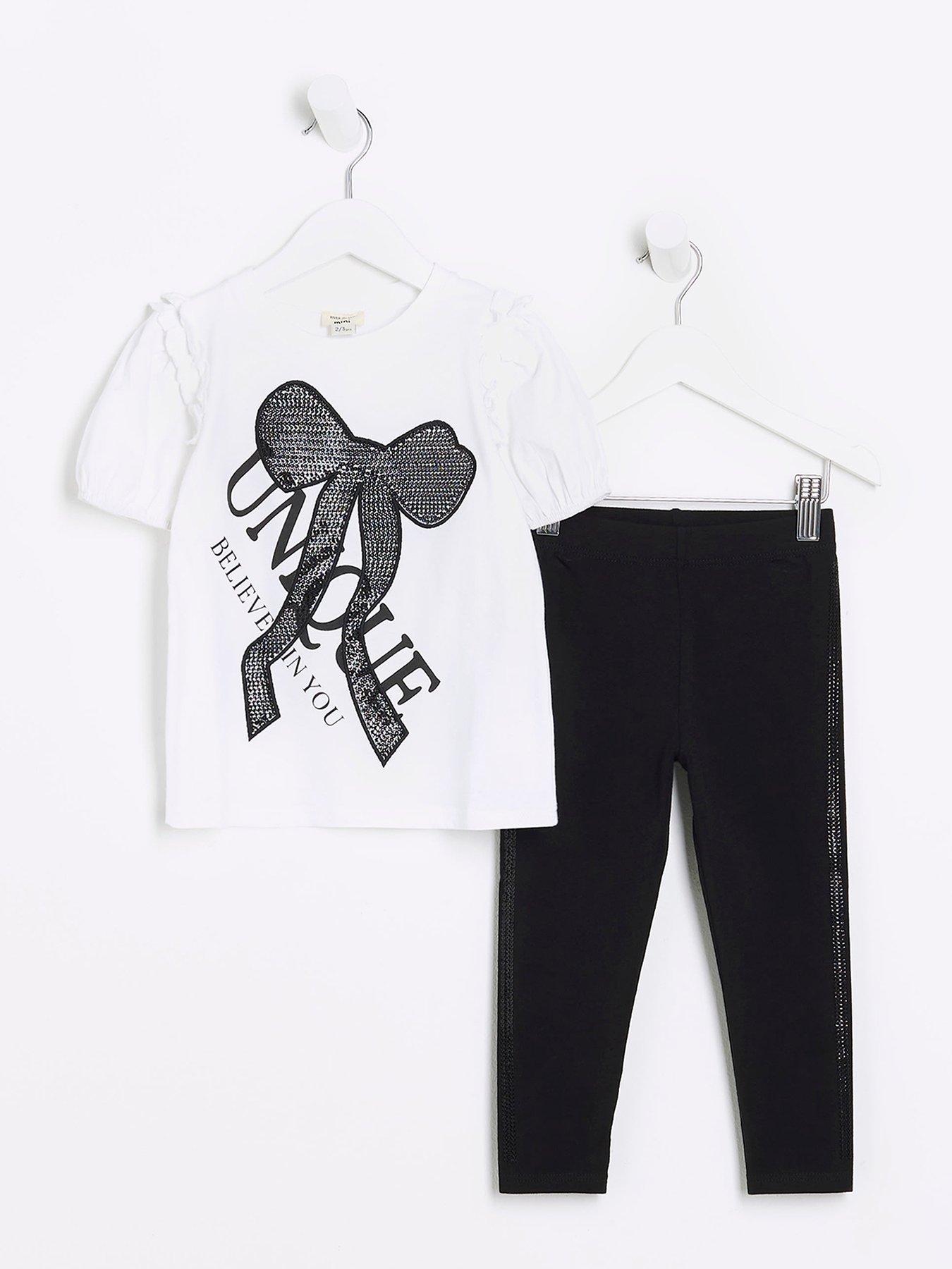 River Island herringbone sweatpants and t-shirt set