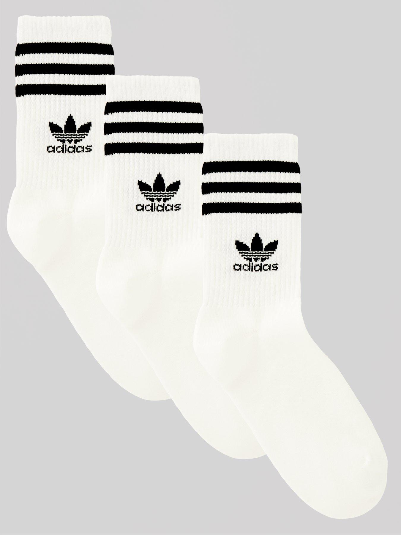 adidas Originals Stripe Crew Sock 3 Pack- White | littlewoods.com
