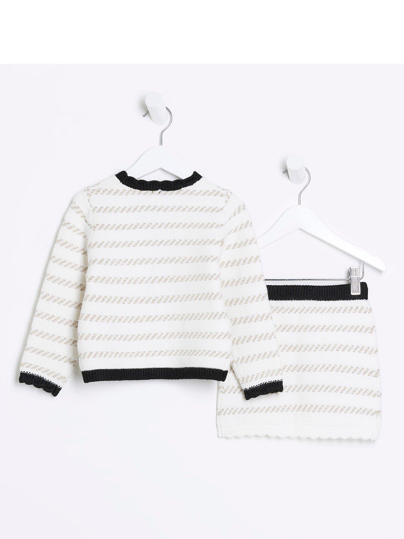 River Island Mini Mini Girls Boucle Stripe Cardigan Set - Cream |  littlewoods.com