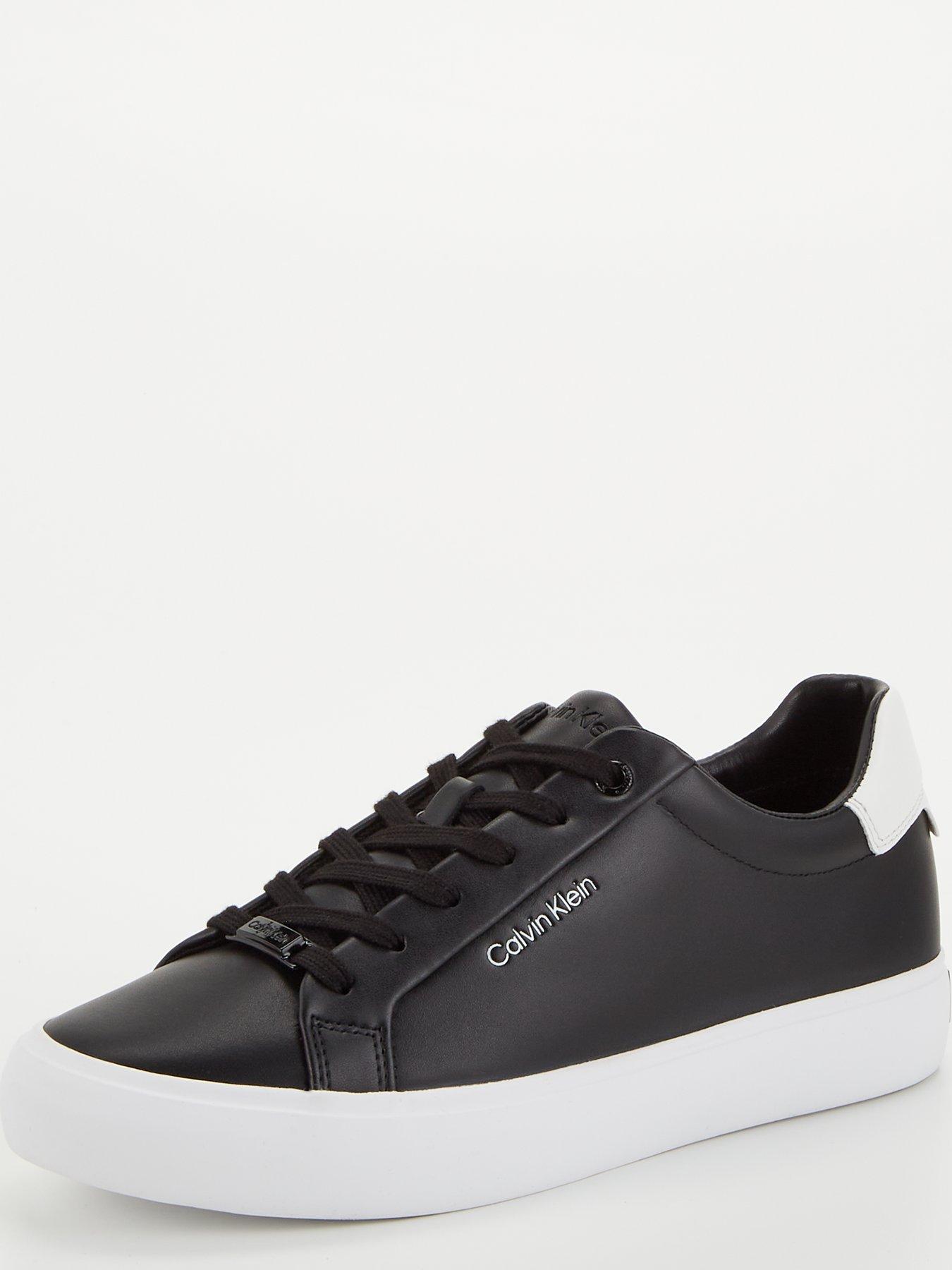  image of calvin-klein-vulcanized-leather-trainers-black