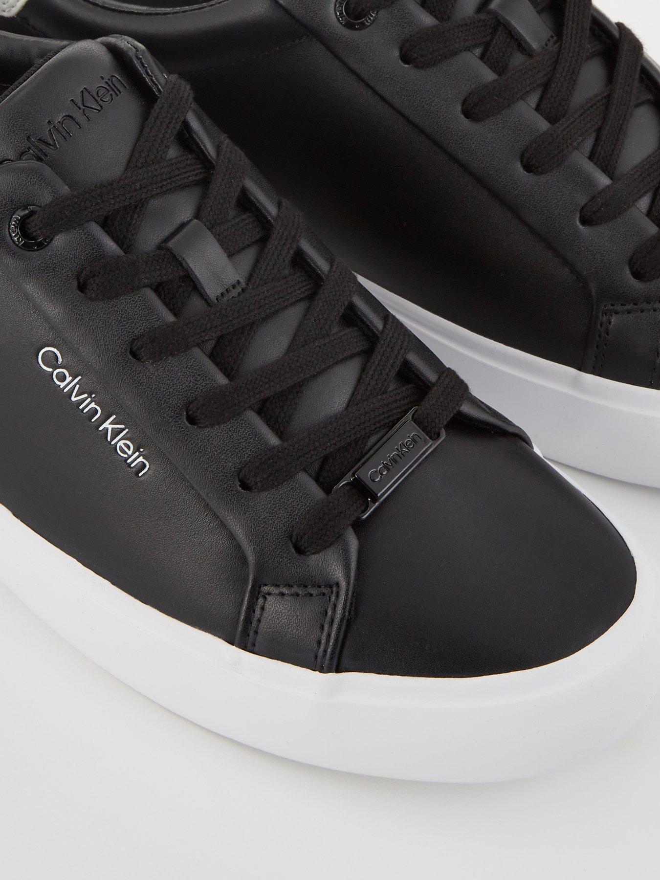  image of calvin-klein-vulcanized-leather-trainers-black
