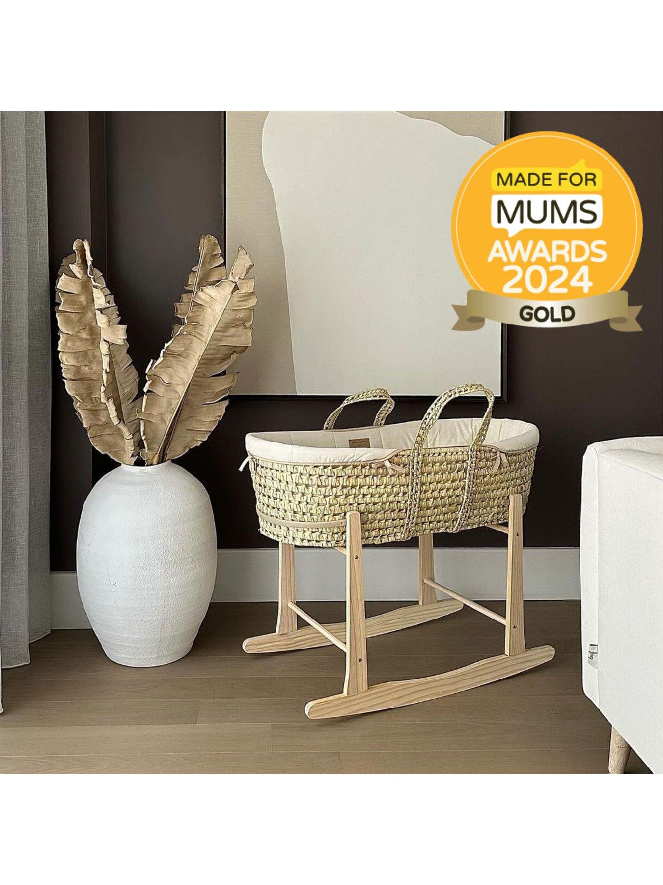 undefined Palm Moses Basket with Rocking Stand - Cream