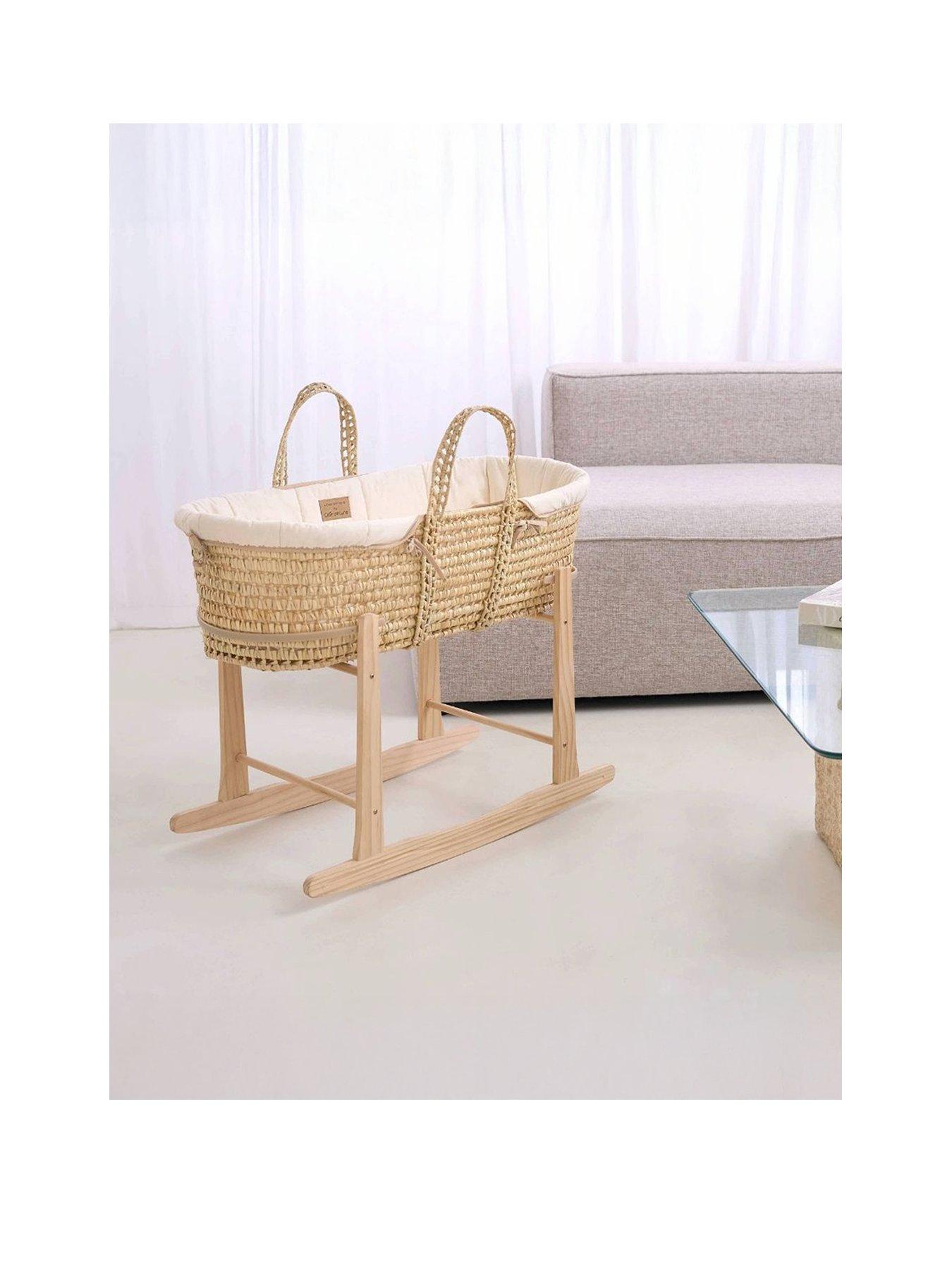 Image 2 of 5 of Clair De Lune Palm Moses Basket with Rocking Stand - Cream