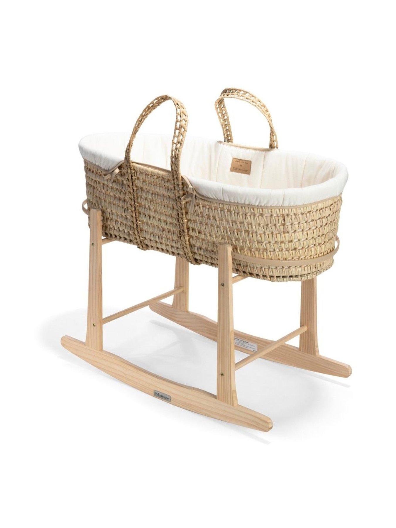 Image 3 of 5 of Clair De Lune Palm Moses Basket with Rocking Stand - Cream