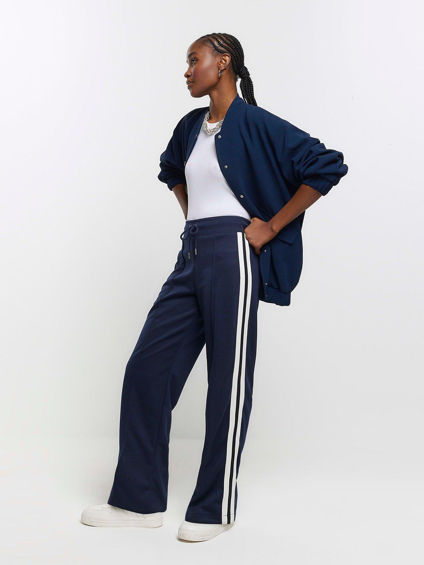 Wide Leg Stripe Jogger Navy