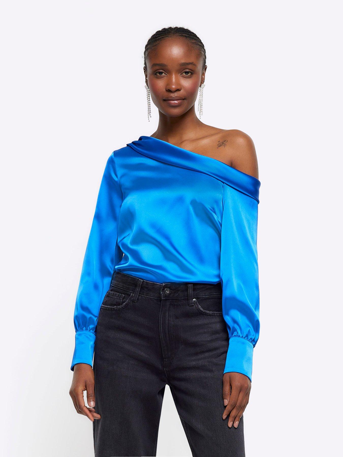 River Island Bardot Top Bright Blue littlewoods