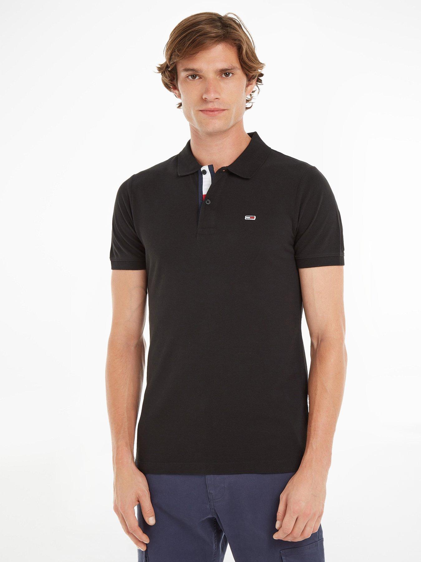 Tommy Jeans Cotton Slim Fit Polo T-Shirt - Black