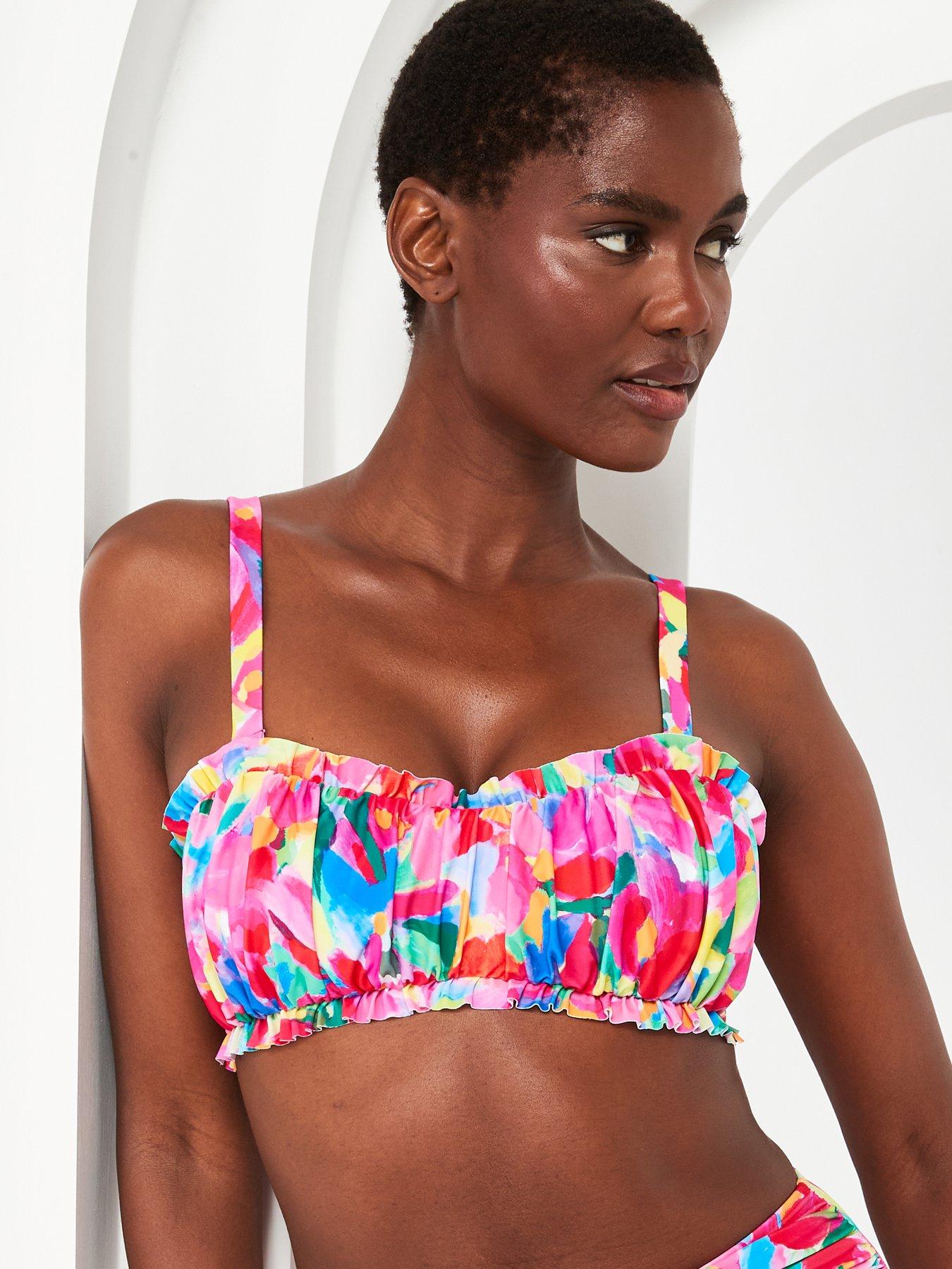 Everyday Shape Enhancing Frill Detail Bikini Top Multi littlewoods